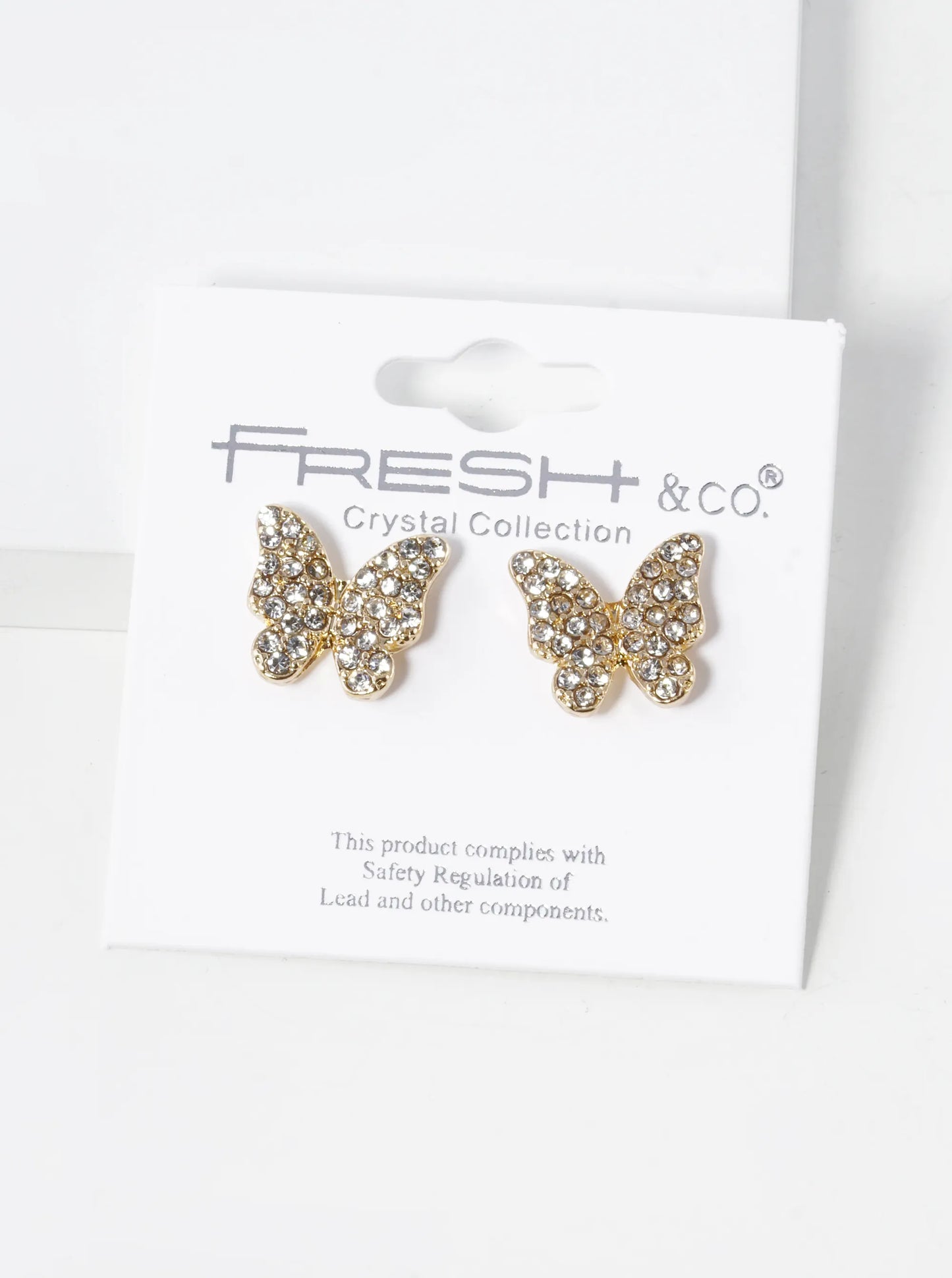 Crystal Pave 13mm Butterfly Post Stud Earrings