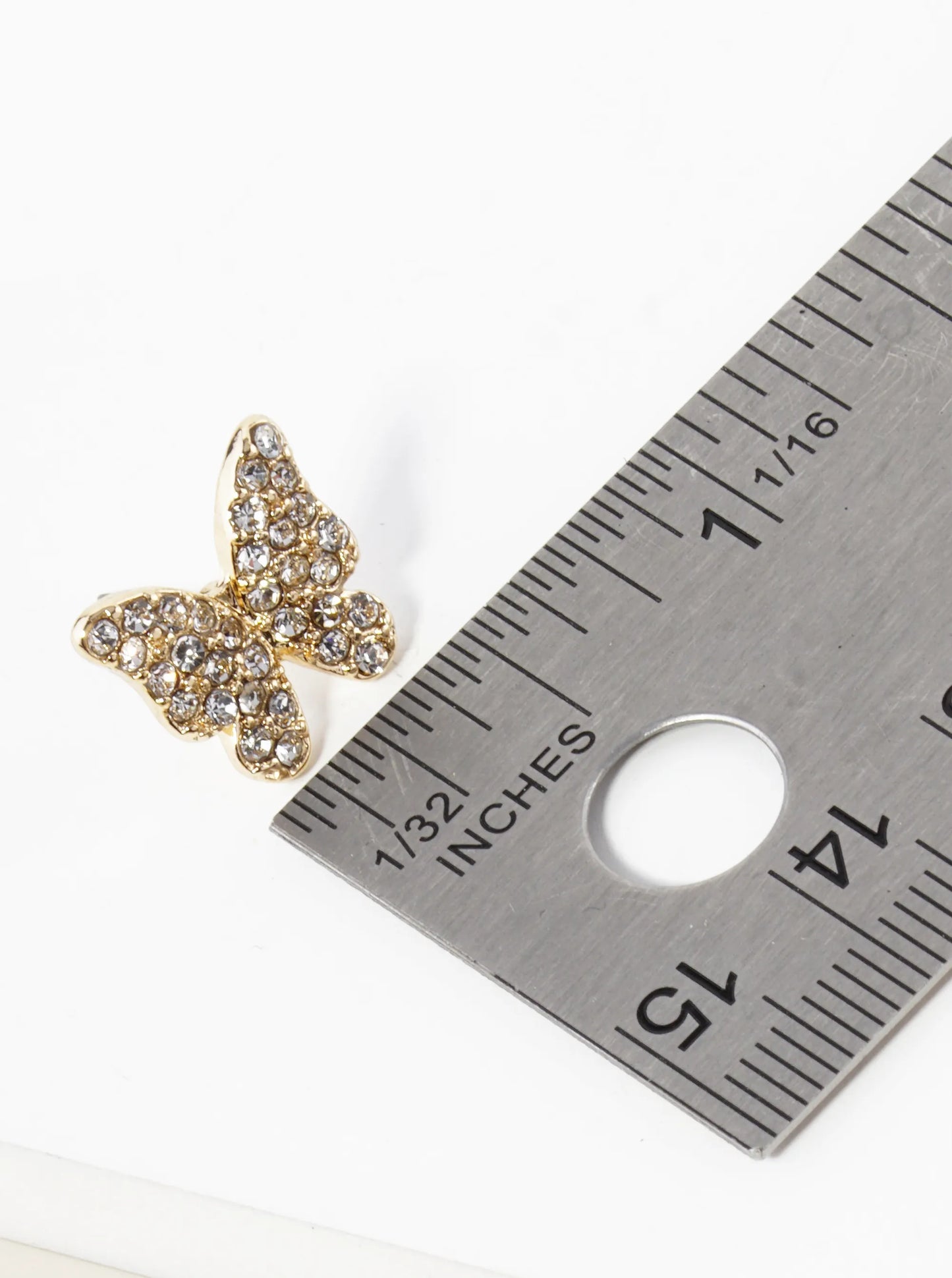 Crystal Pave 13mm Butterfly Post Stud Earrings