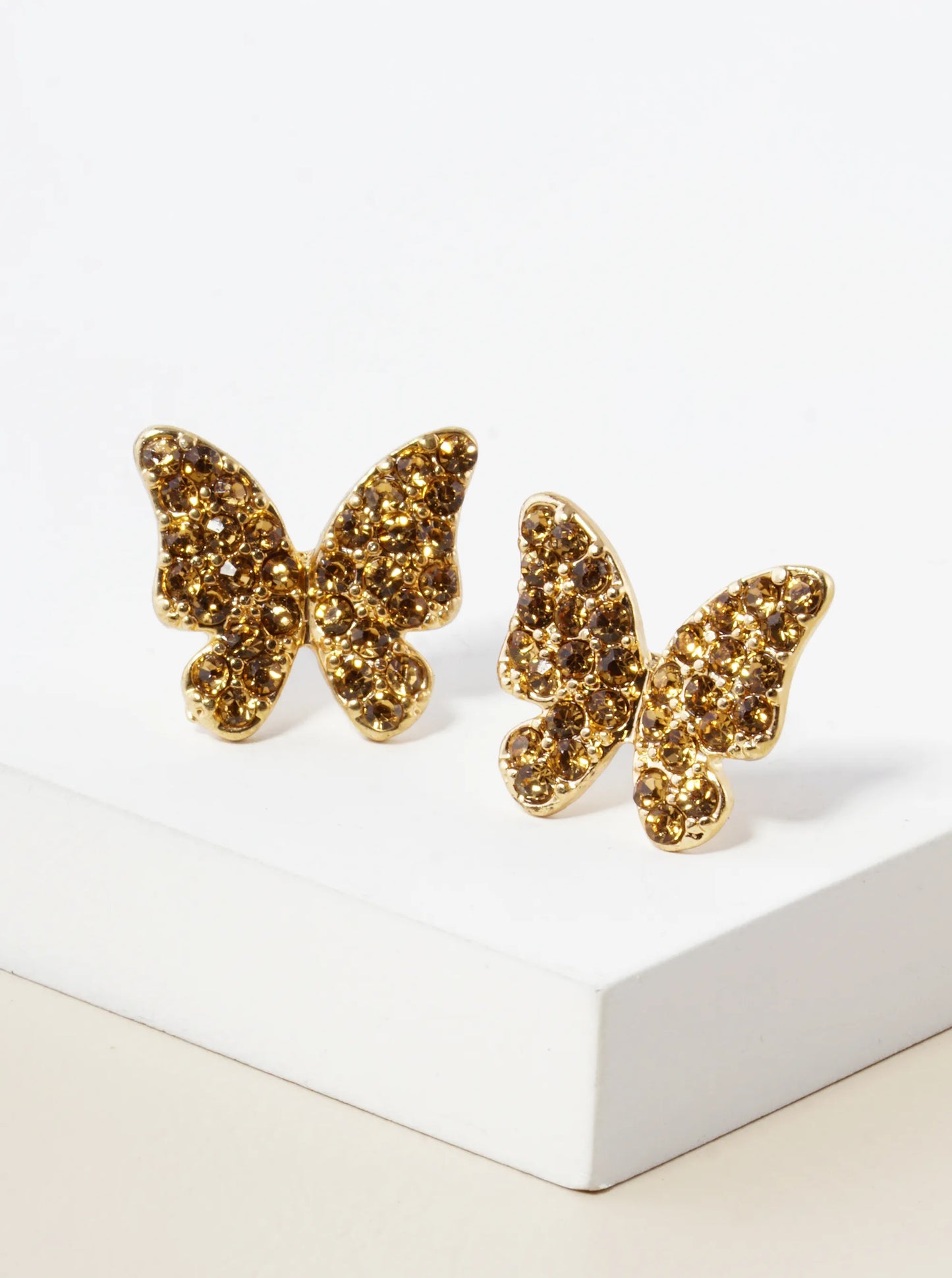Crystal Pave 13mm Butterfly Post Stud Earrings