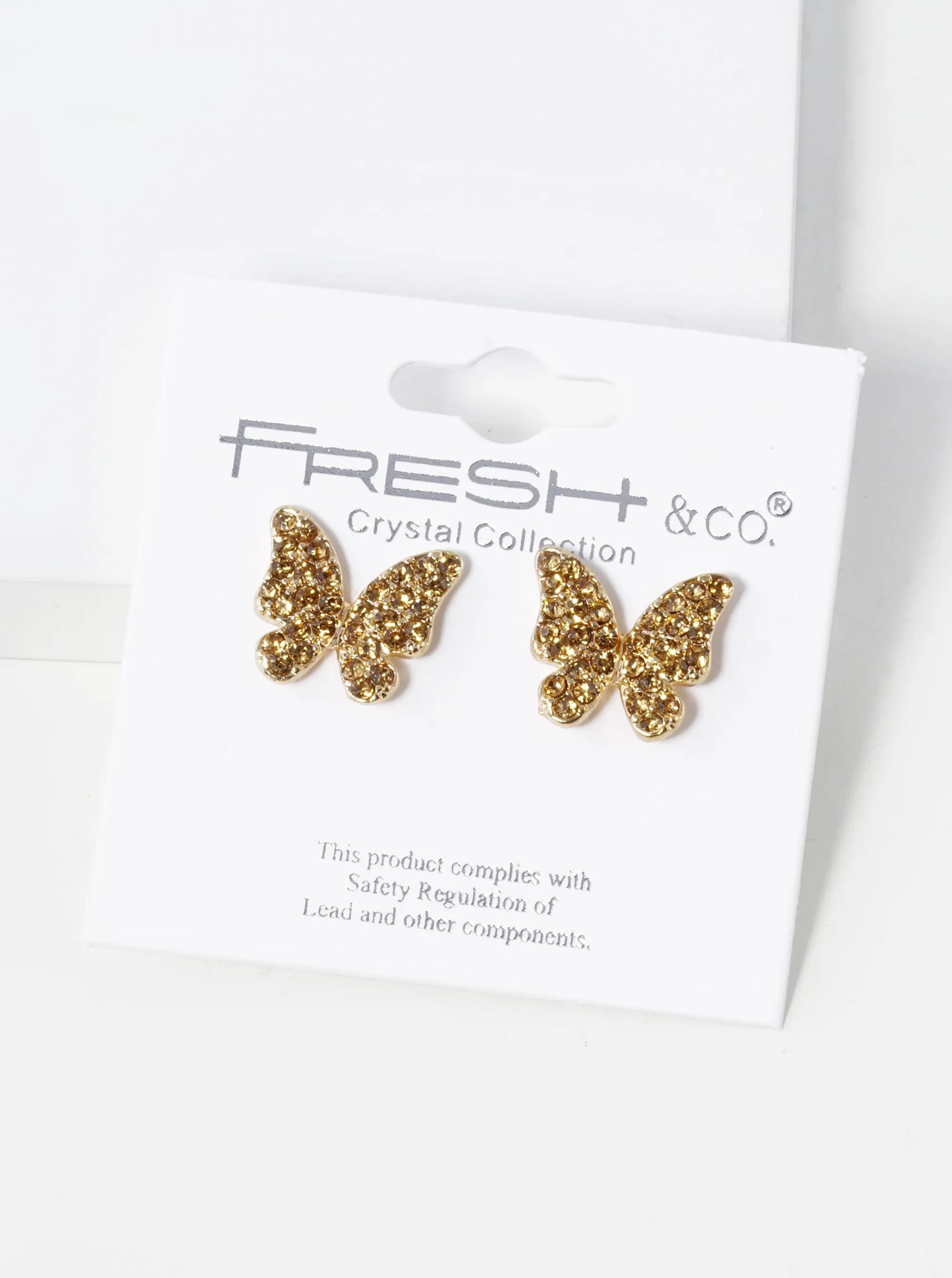 Crystal Pave 13mm Butterfly Post Stud Earrings