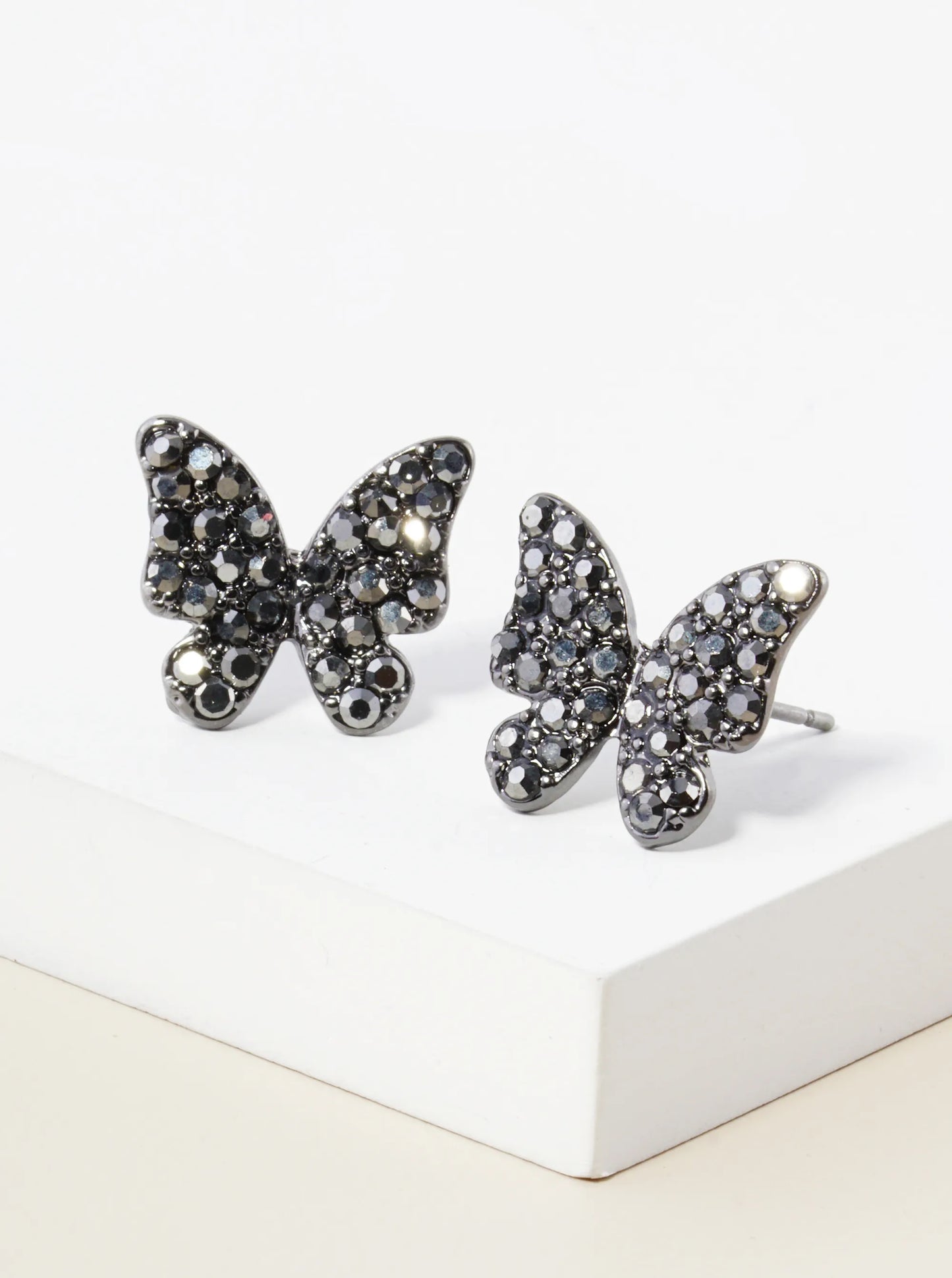 Crystal Pave 13mm Butterfly Post Stud Earrings