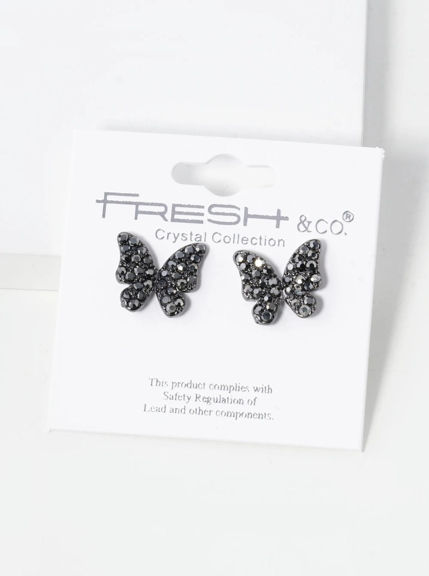 Crystal Pave 13mm Butterfly Post Stud Earrings