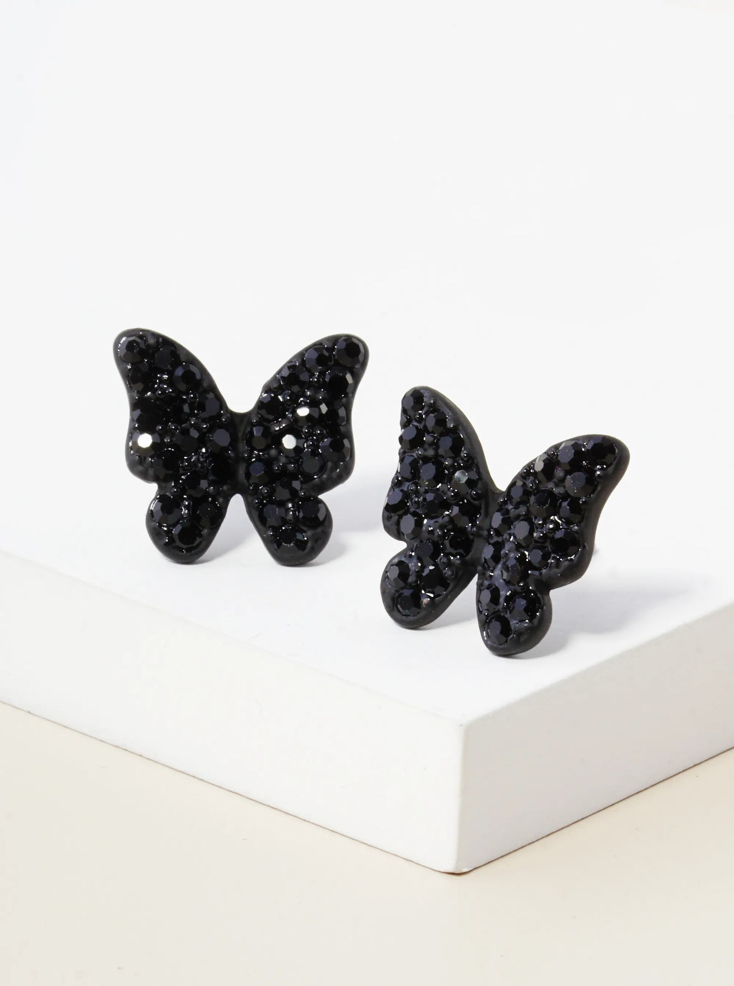 Crystal Pave 13mm Butterfly Post Stud Earrings