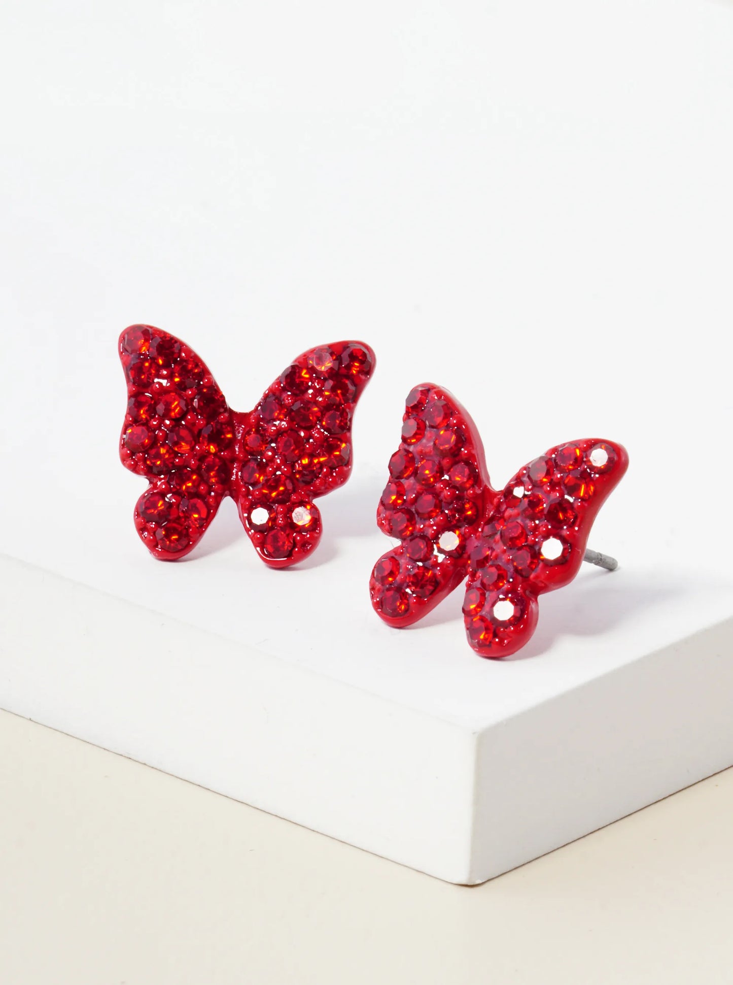 Crystal Pave 13mm Butterfly Post Stud Earrings