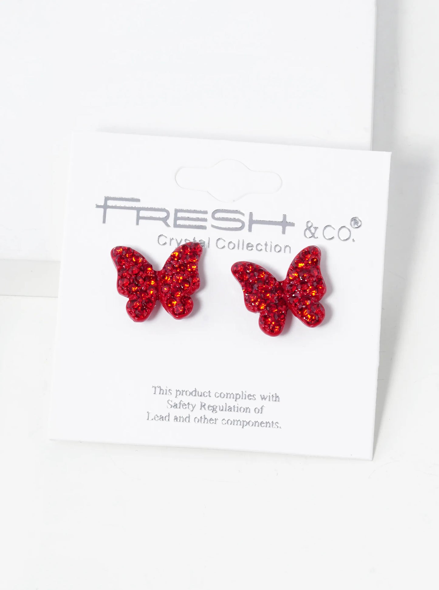 Crystal Pave 13mm Butterfly Post Stud Earrings
