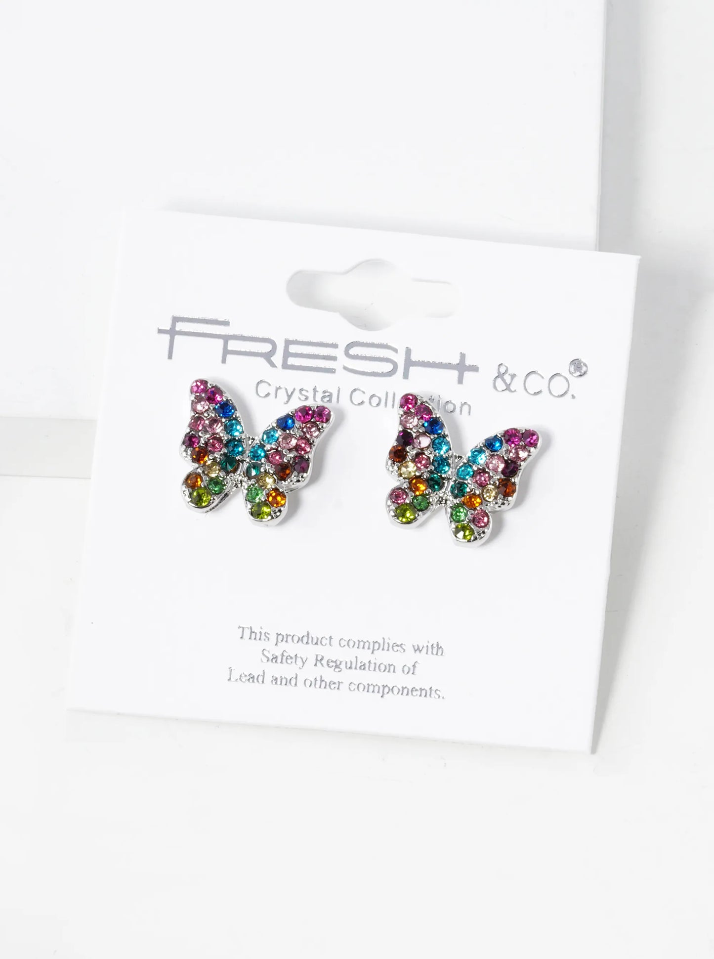 Crystal Pave 13mm Butterfly Post Stud Earrings