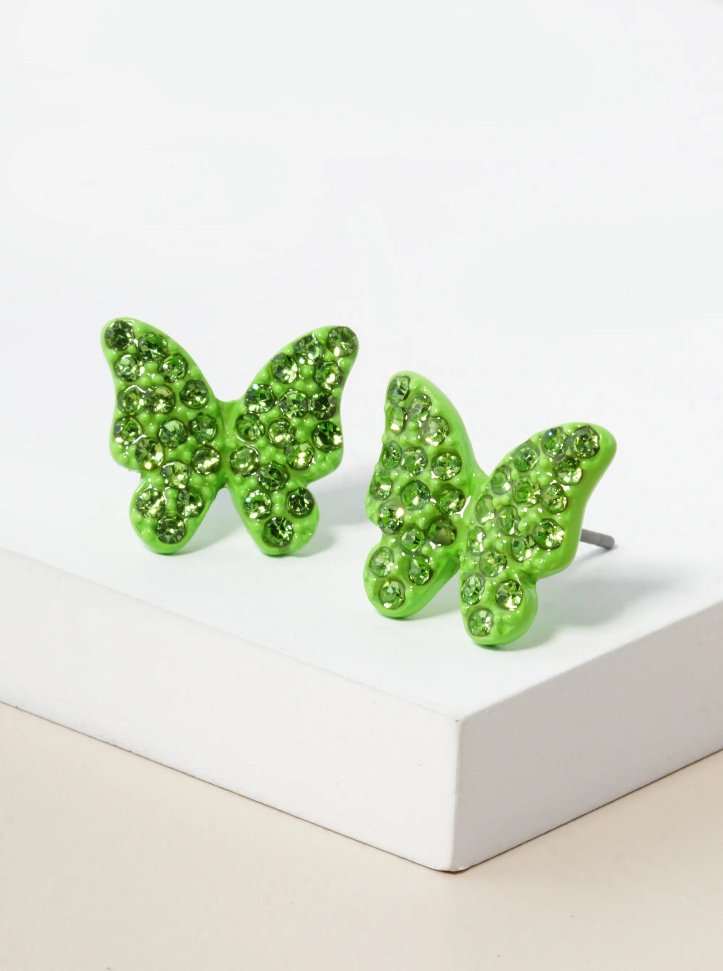 Crystal Pave 13mm Butterfly Post Stud Earrings