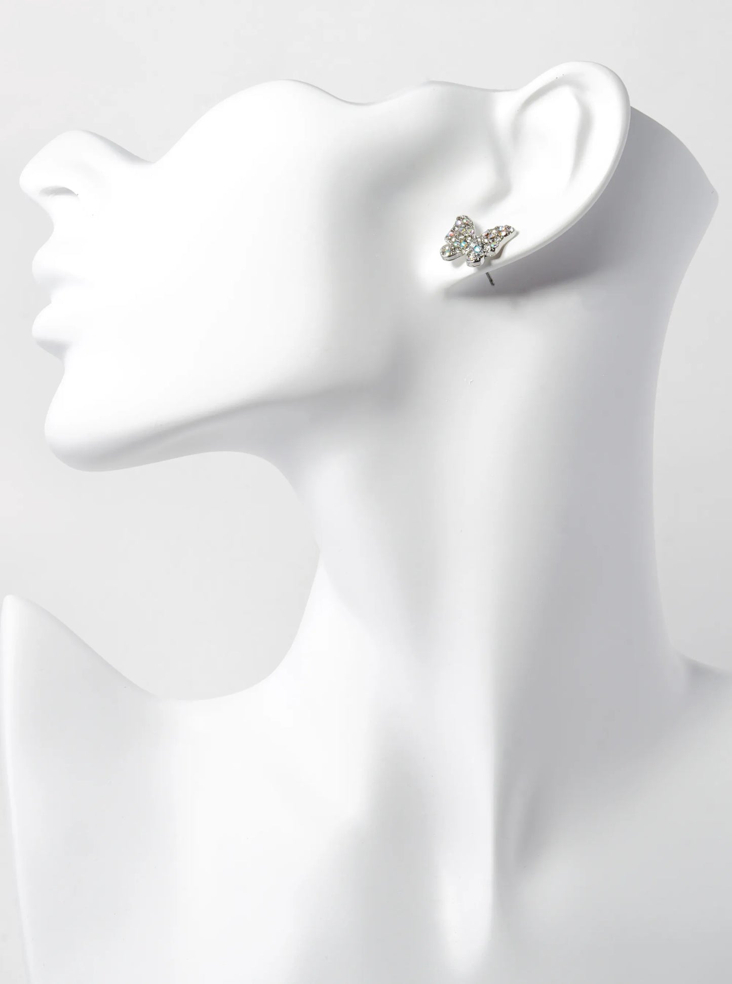 Crystal Pave 13mm Butterfly Post Stud Earrings