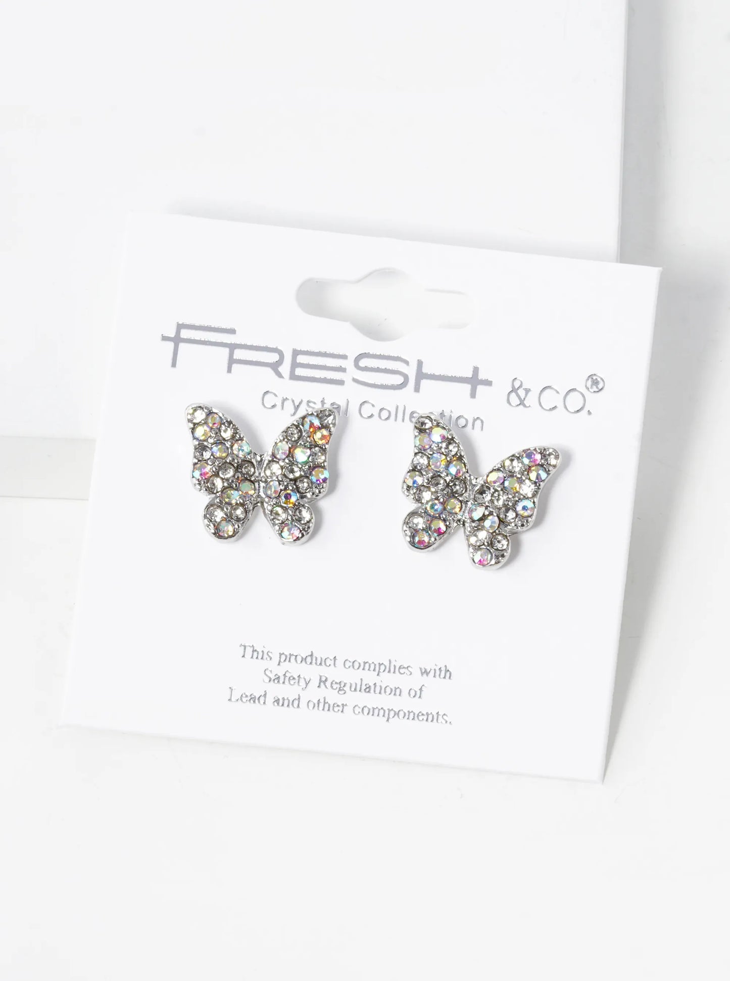 Crystal Pave 13mm Butterfly Post Stud Earrings