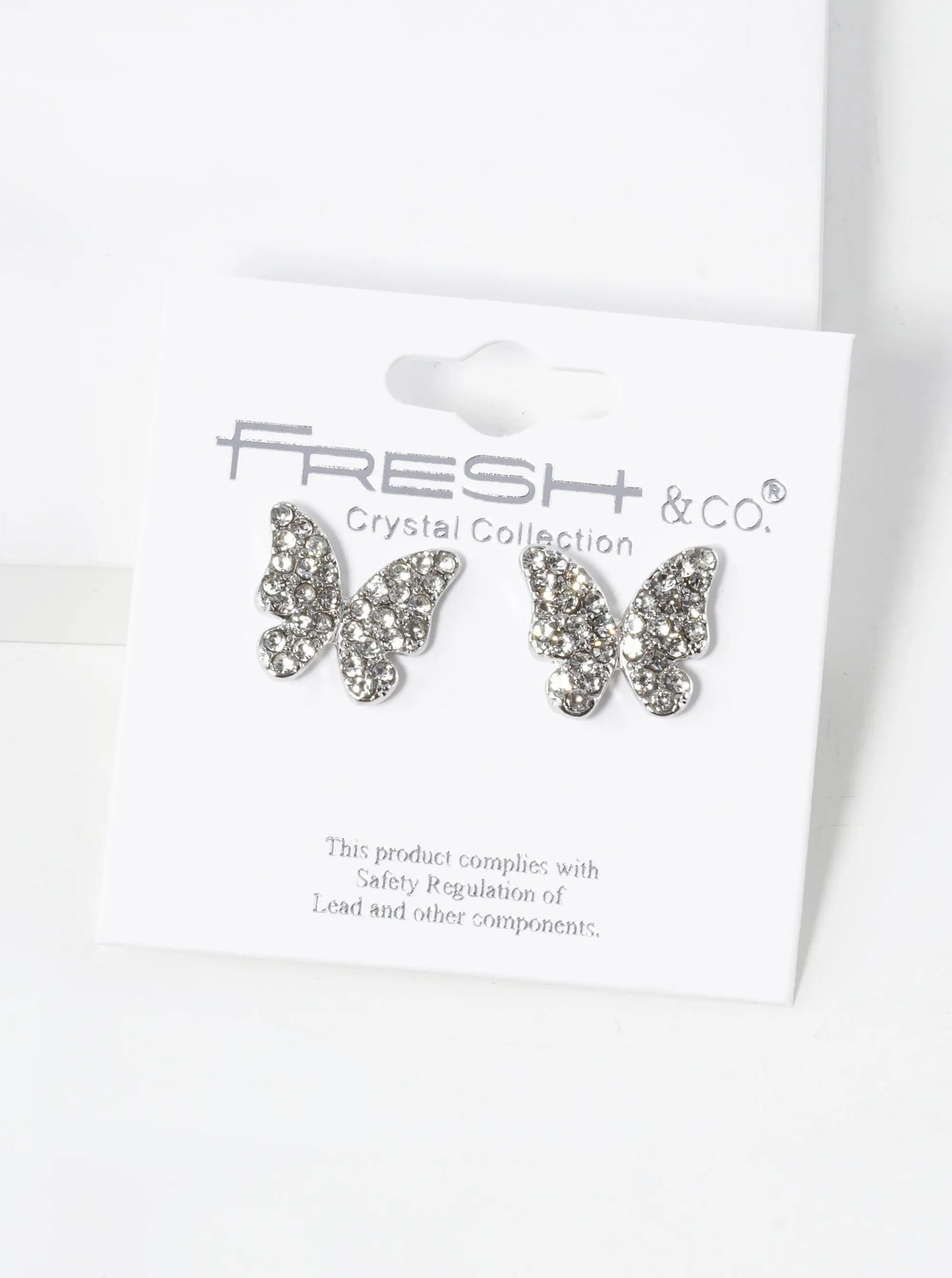 Crystal Pave 13mm Butterfly Post Stud Earrings