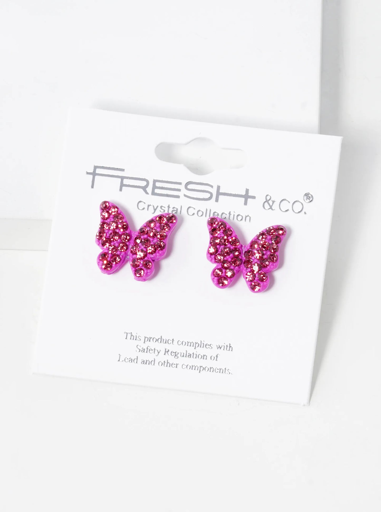 Crystal Pave 13mm Butterfly Post Stud Earrings