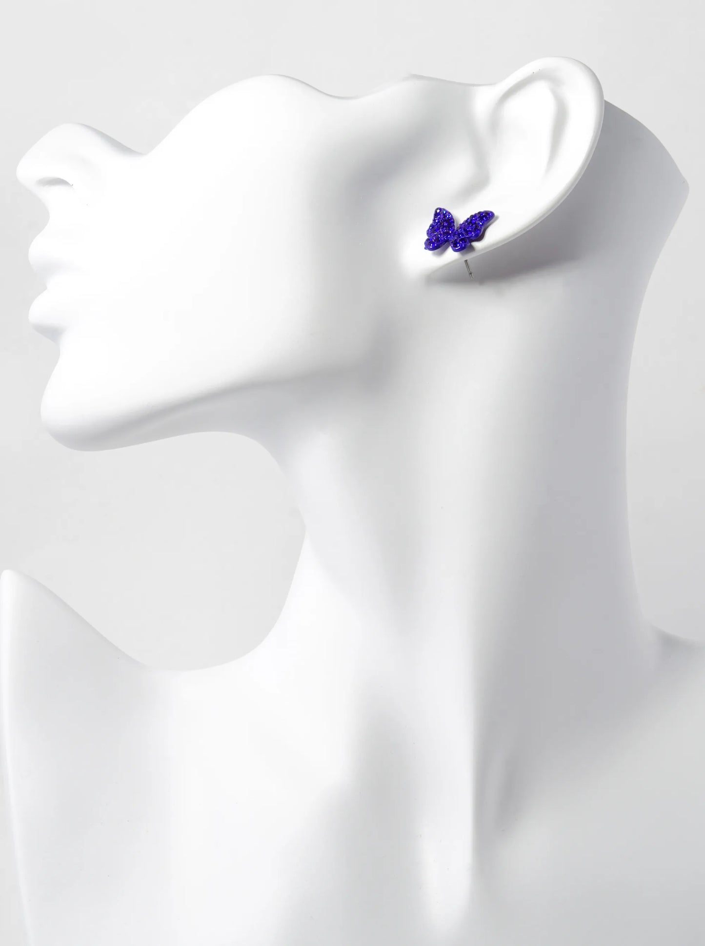 Crystal Pave 13mm Butterfly Post Stud Earrings