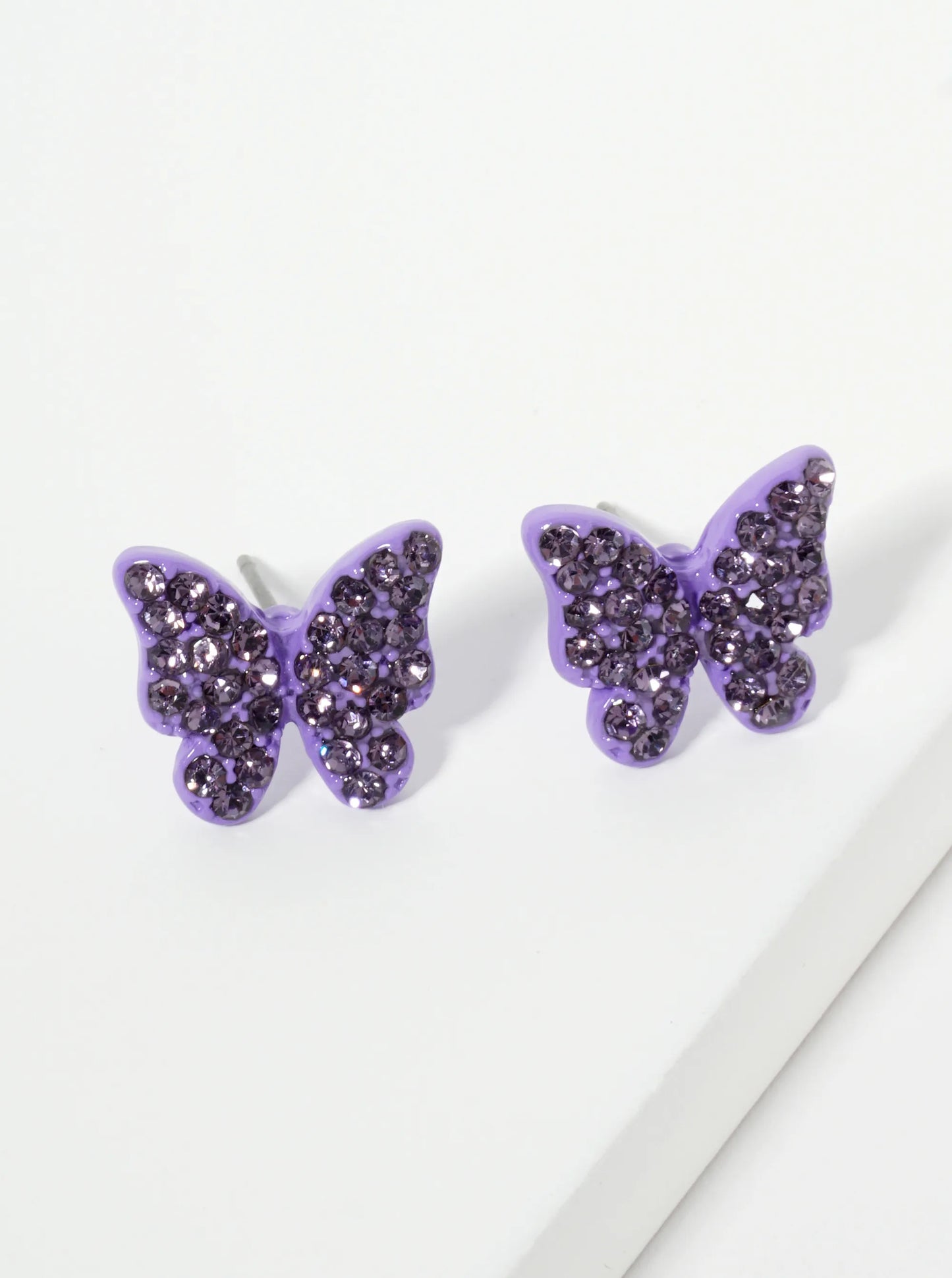 Crystal Pave 13mm Butterfly Post Stud Earrings