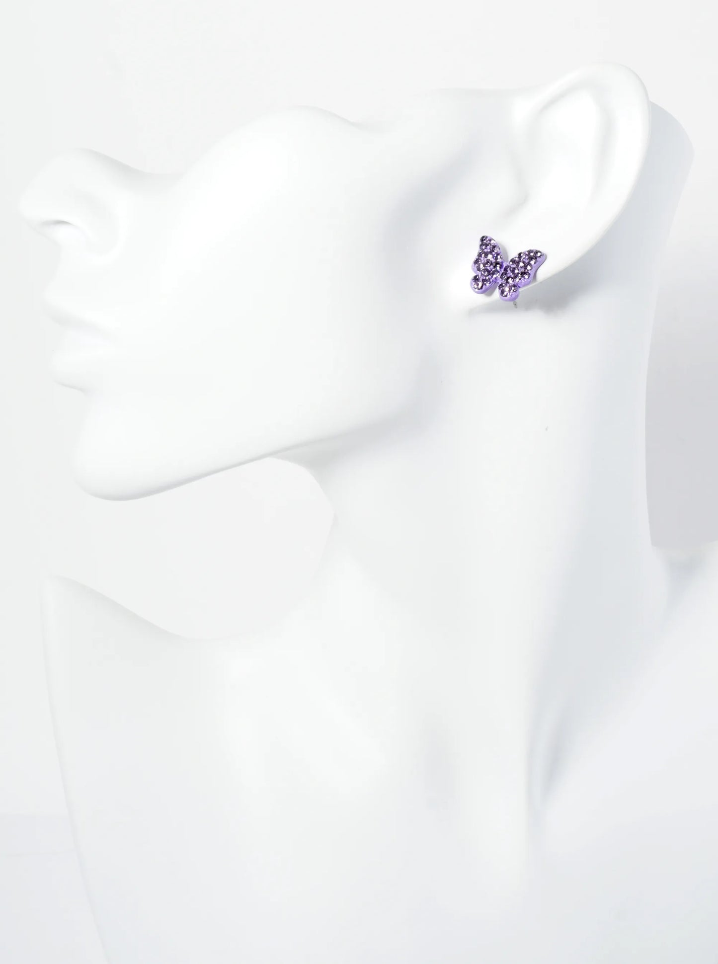 Crystal Pave 13mm Butterfly Post Stud Earrings