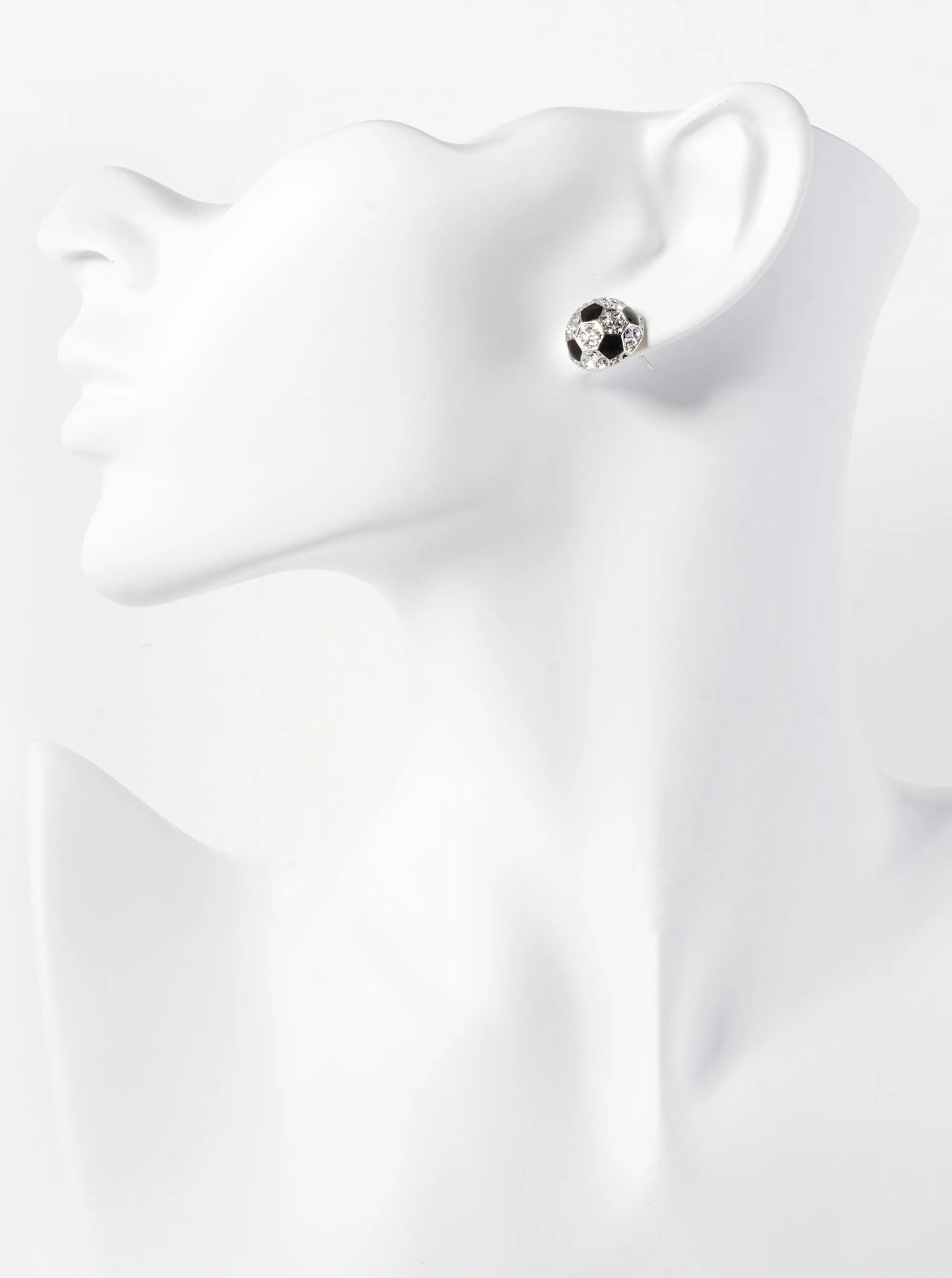 Crystal Pave 13mm Half Circle Soccer Ball Stud Earrings