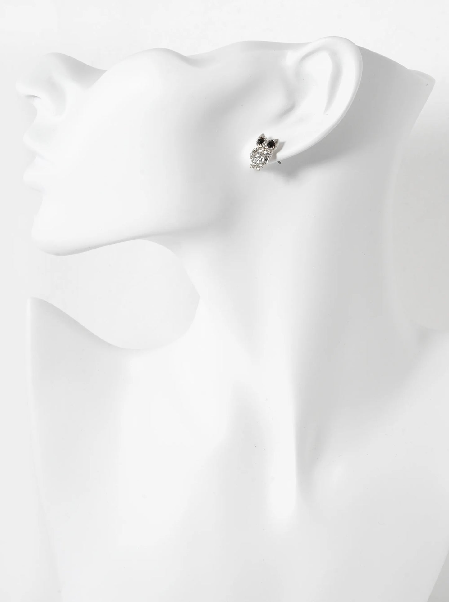 Crystal Pave 13mm Owl Spiritual Stud Earrings