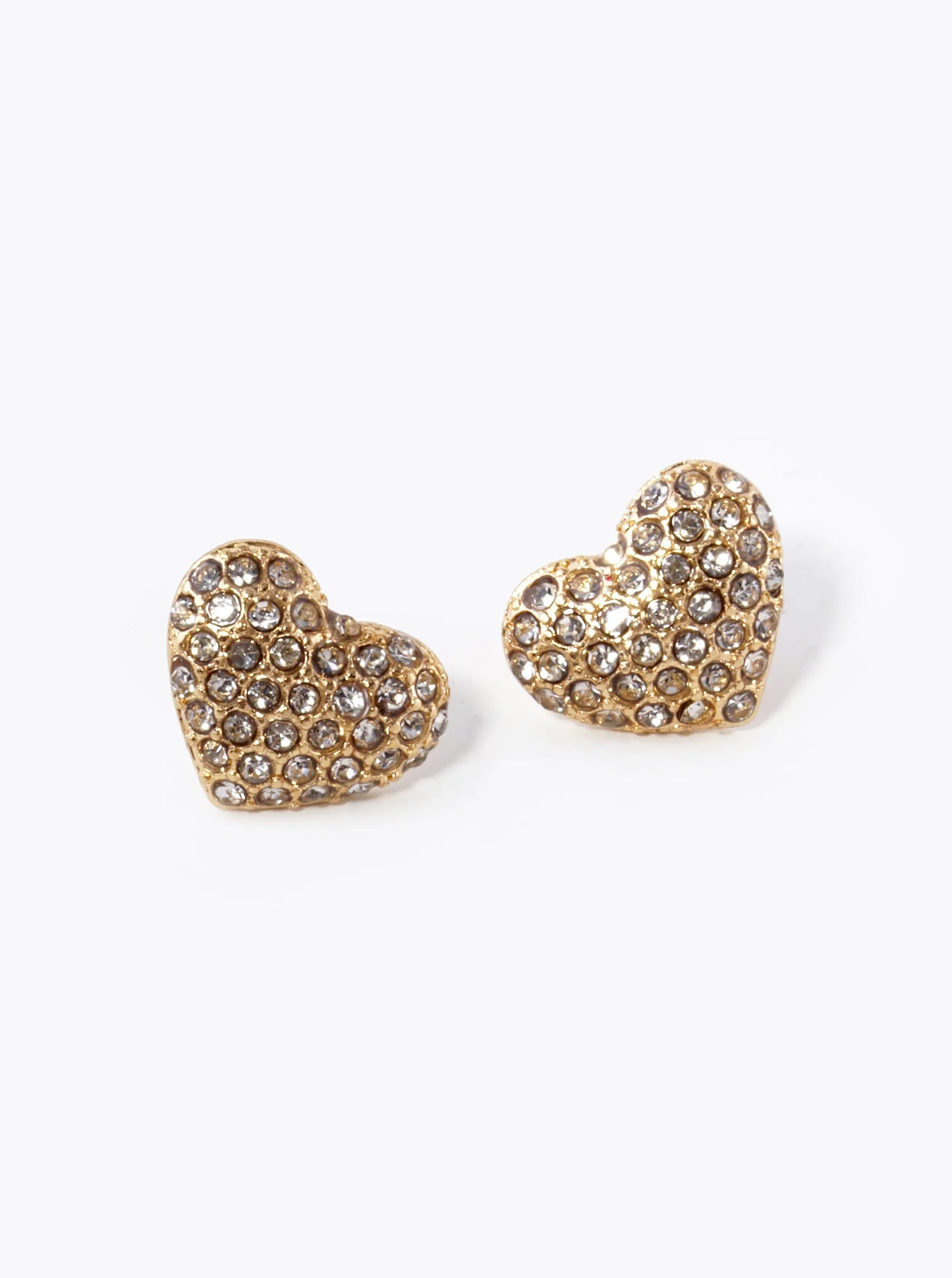 Crystal Pave 13mm Puffy Heart Stud Earrings