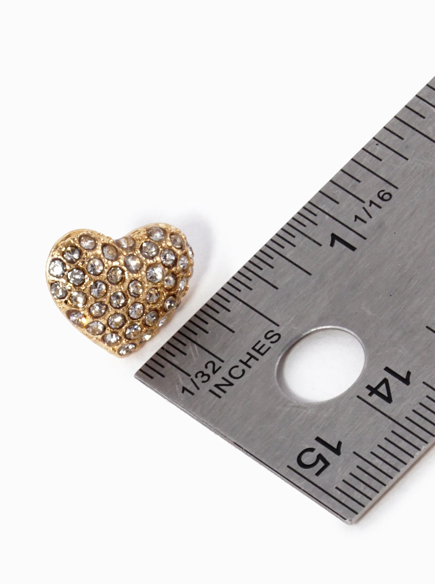 Crystal Pave 13mm Puffy Heart Stud Earrings