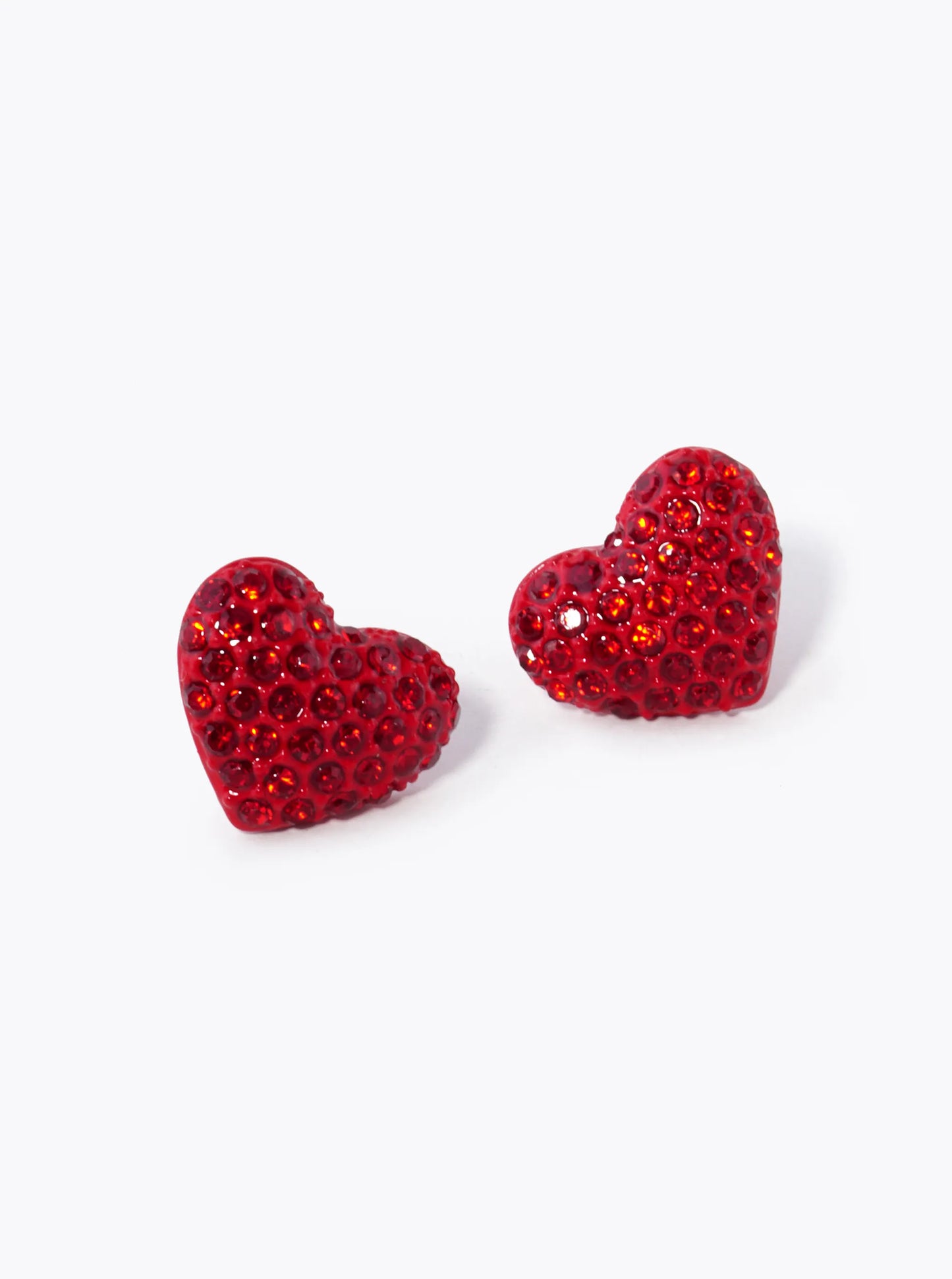 Crystal Pave 13mm Puffy Heart Stud Earrings