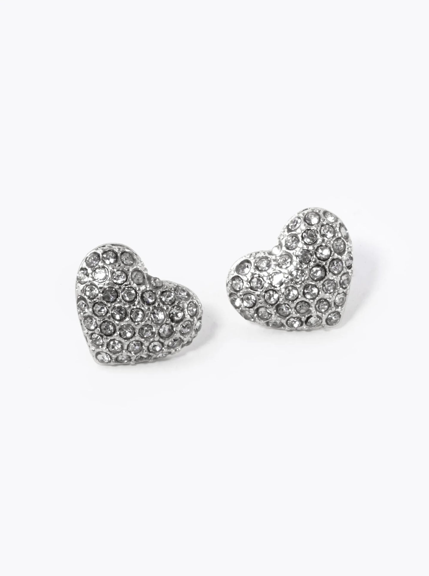 Crystal Pave 13mm Puffy Heart Stud Earrings