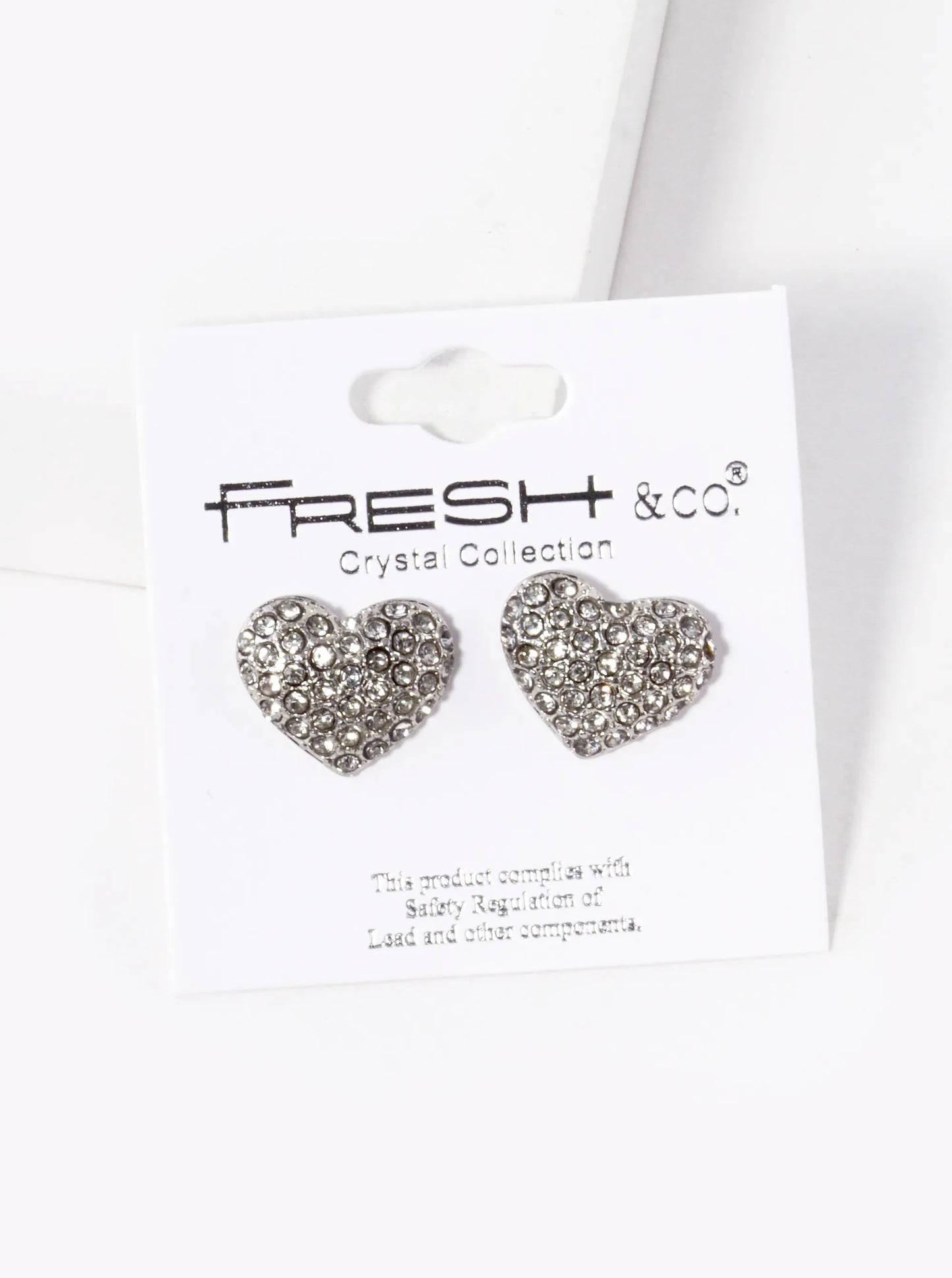 Crystal Pave 13mm Puffy Heart Stud Earrings