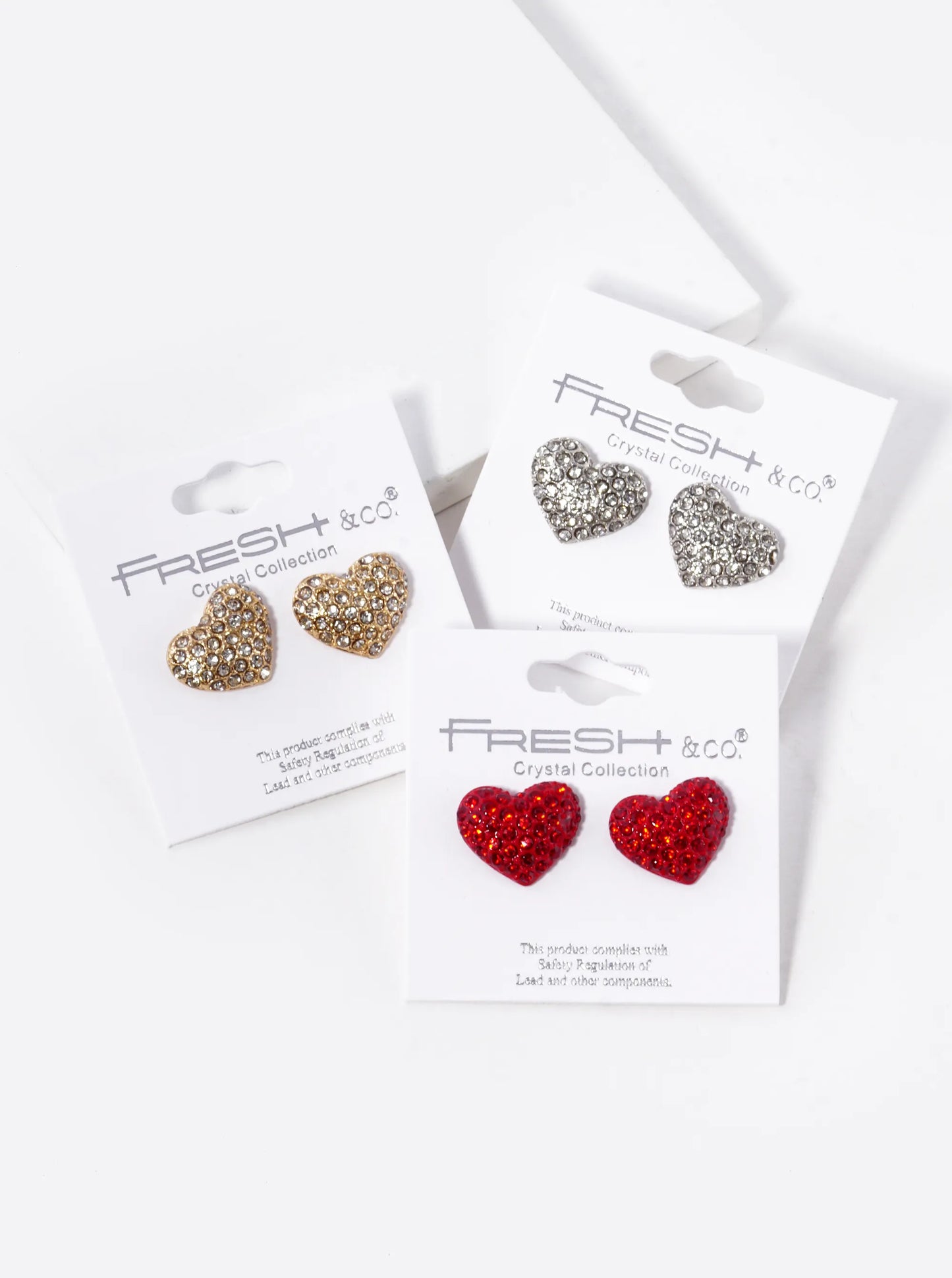 Crystal Pave 13mm Puffy Heart Stud Earrings