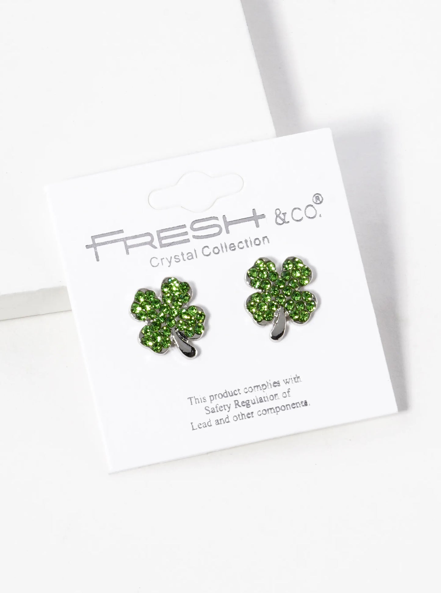 Crystal Pave 14mm Four-Leaf Clover Stud Earrings