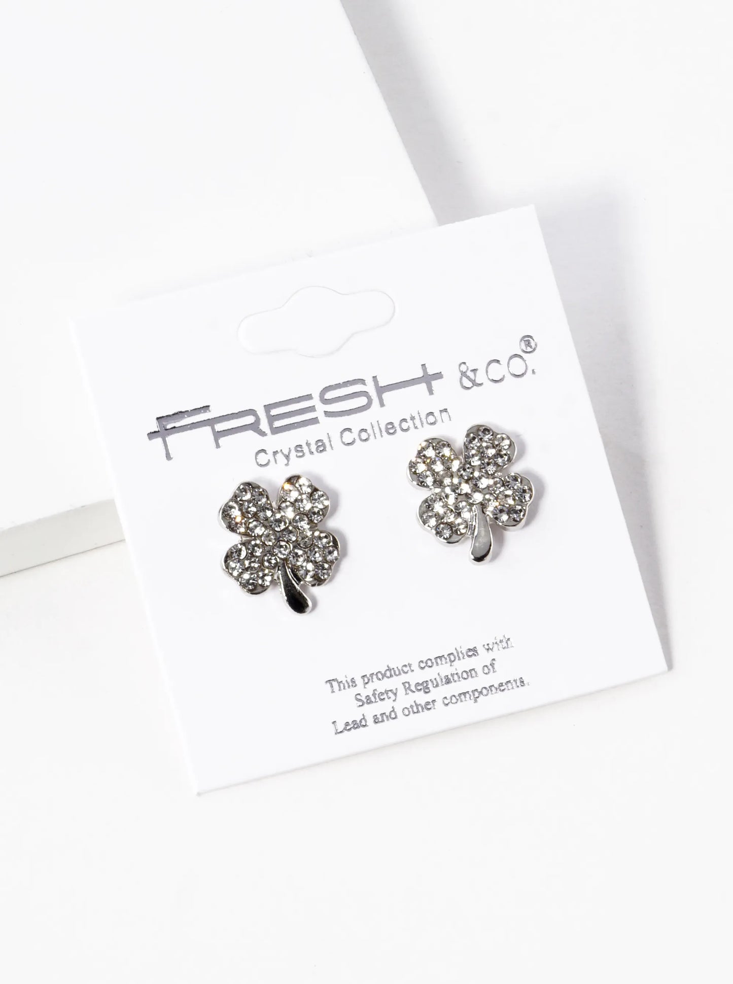Crystal Pave 14mm Four-Leaf Clover Stud Earrings