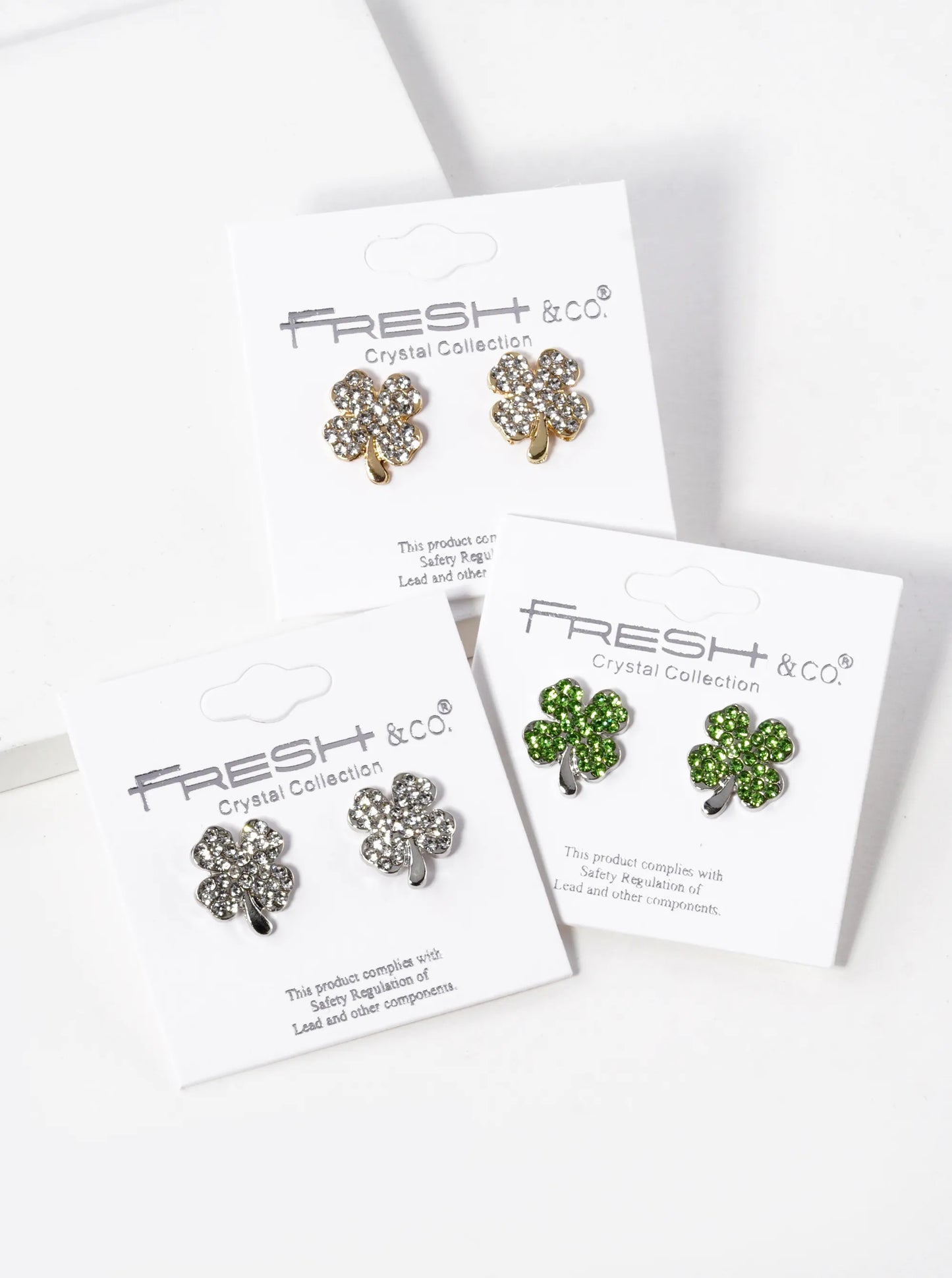 Crystal Pave 14mm Four-Leaf Clover Stud Earrings