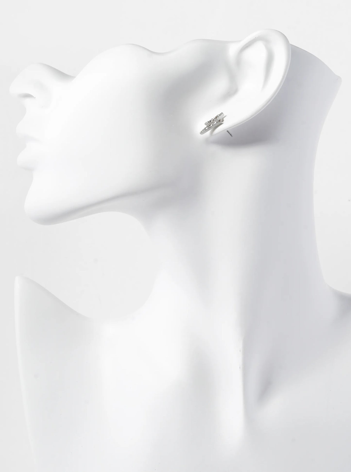 Crystal Pave 14mm Lightning Bolt Stud Earrings