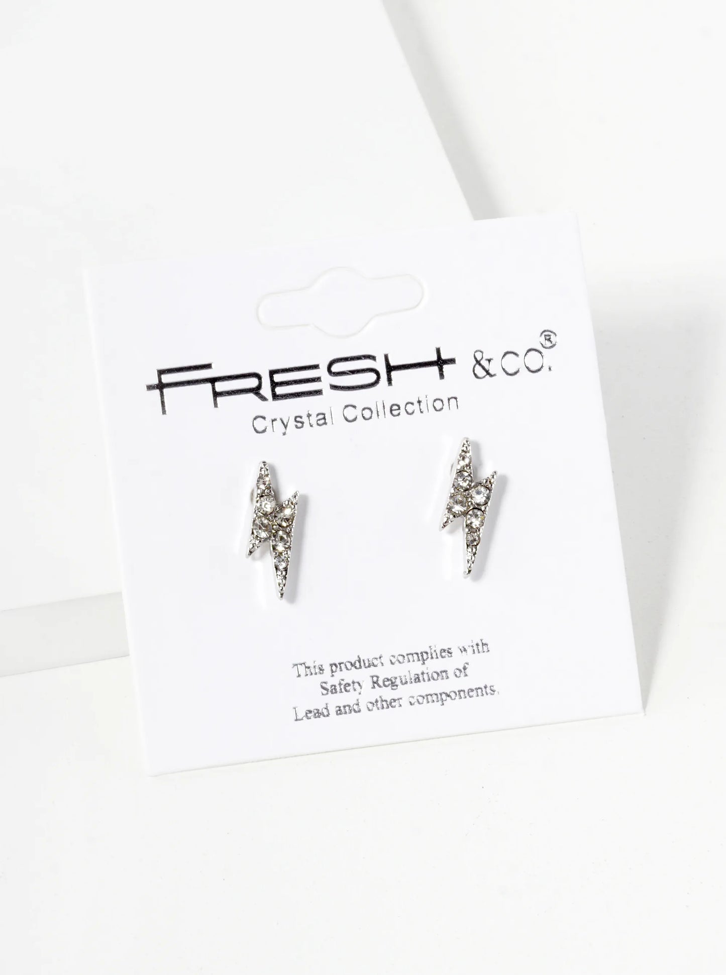 Crystal Pave 14mm Lightning Bolt Stud Earrings