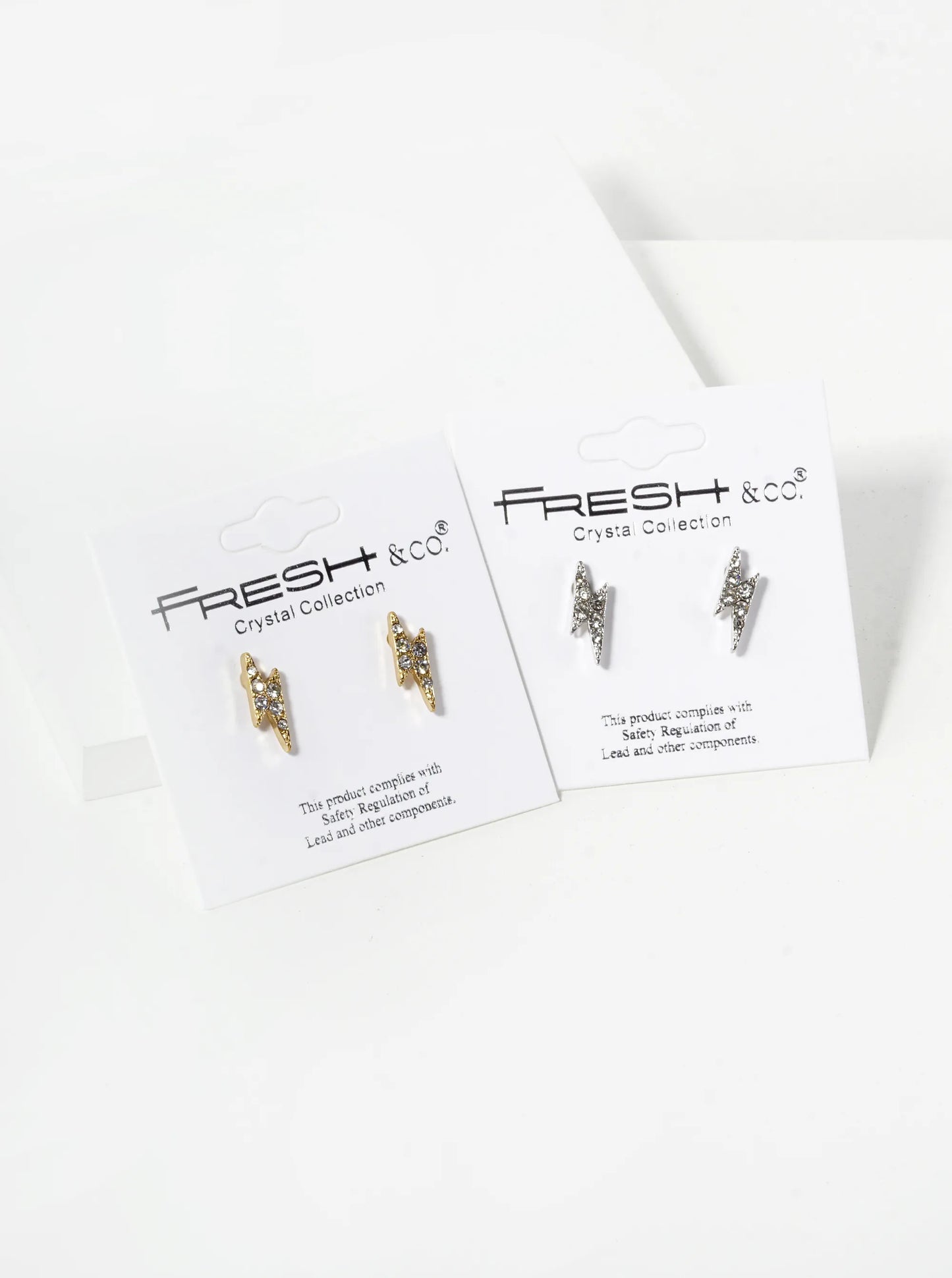 Crystal Pave 14mm Lightning Bolt Stud Earrings