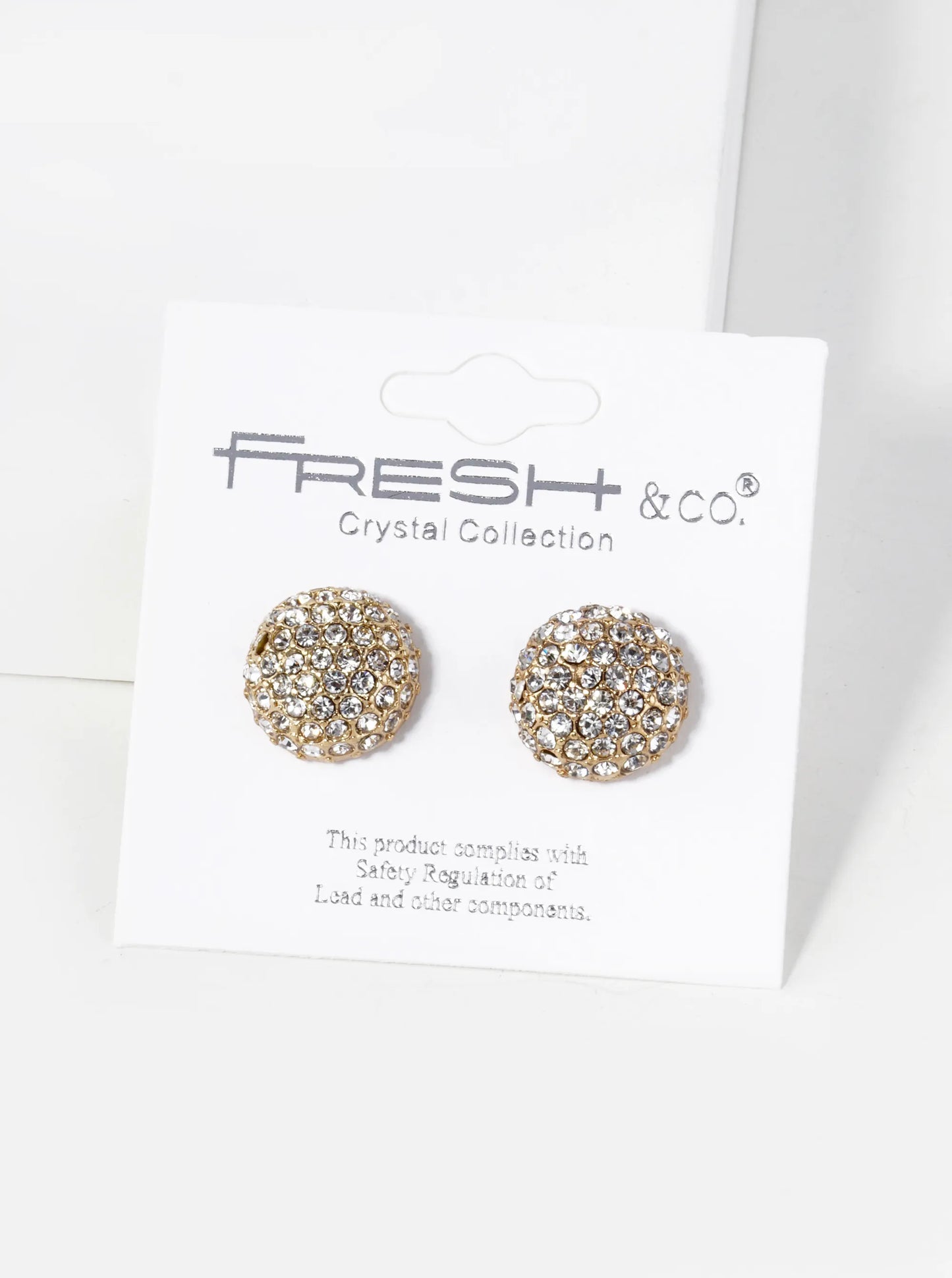 Crystal Pave 14mm Puffy Round Button Stud Earrings