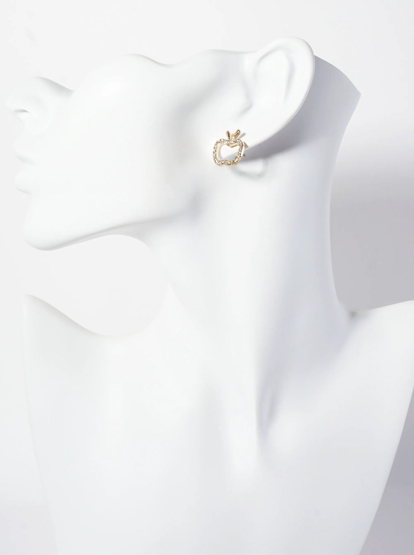 Crystal-Pave 15mm Cutout Apple Stud Earrings