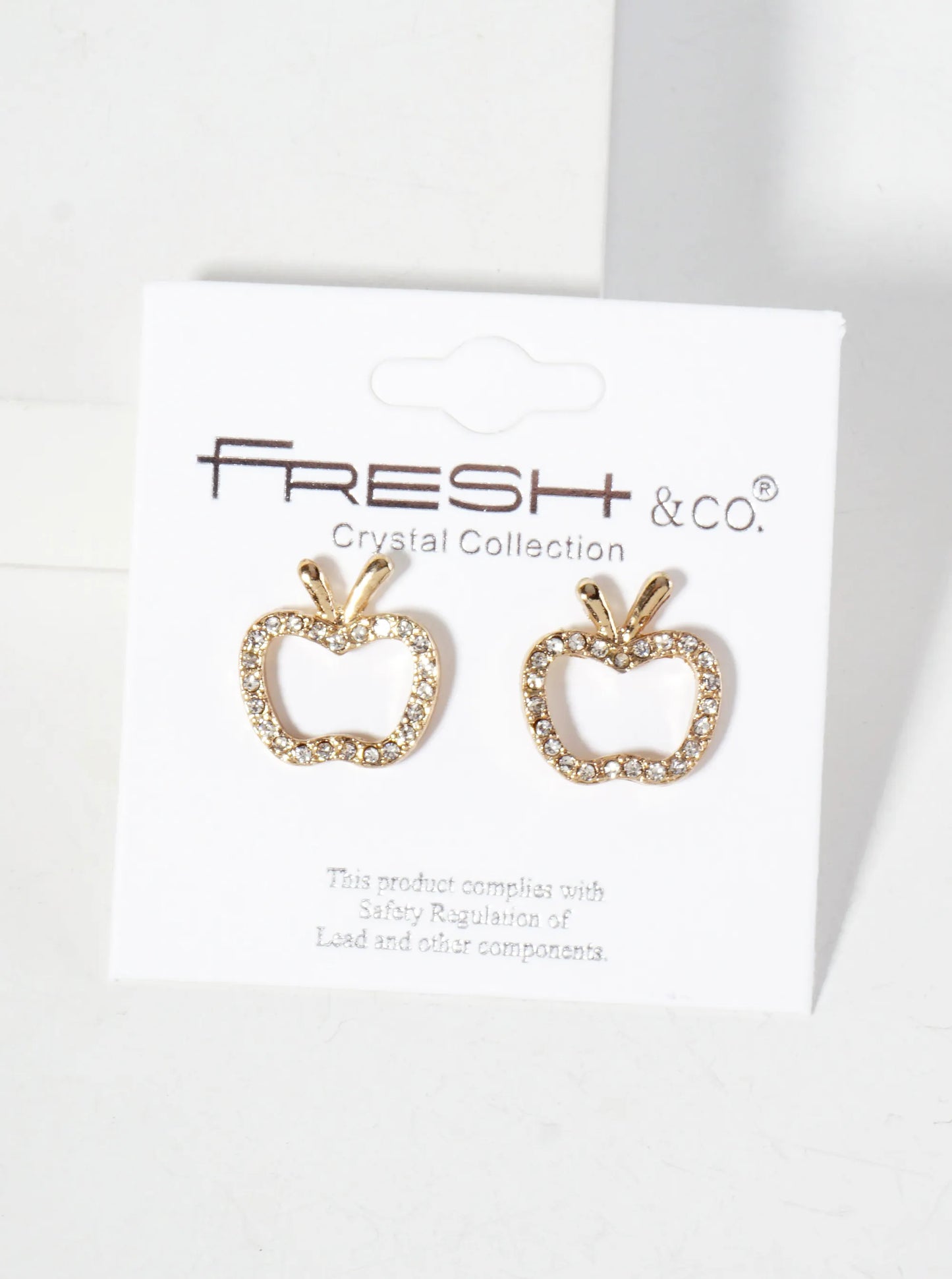 Crystal-Pave 15mm Cutout Apple Stud Earrings