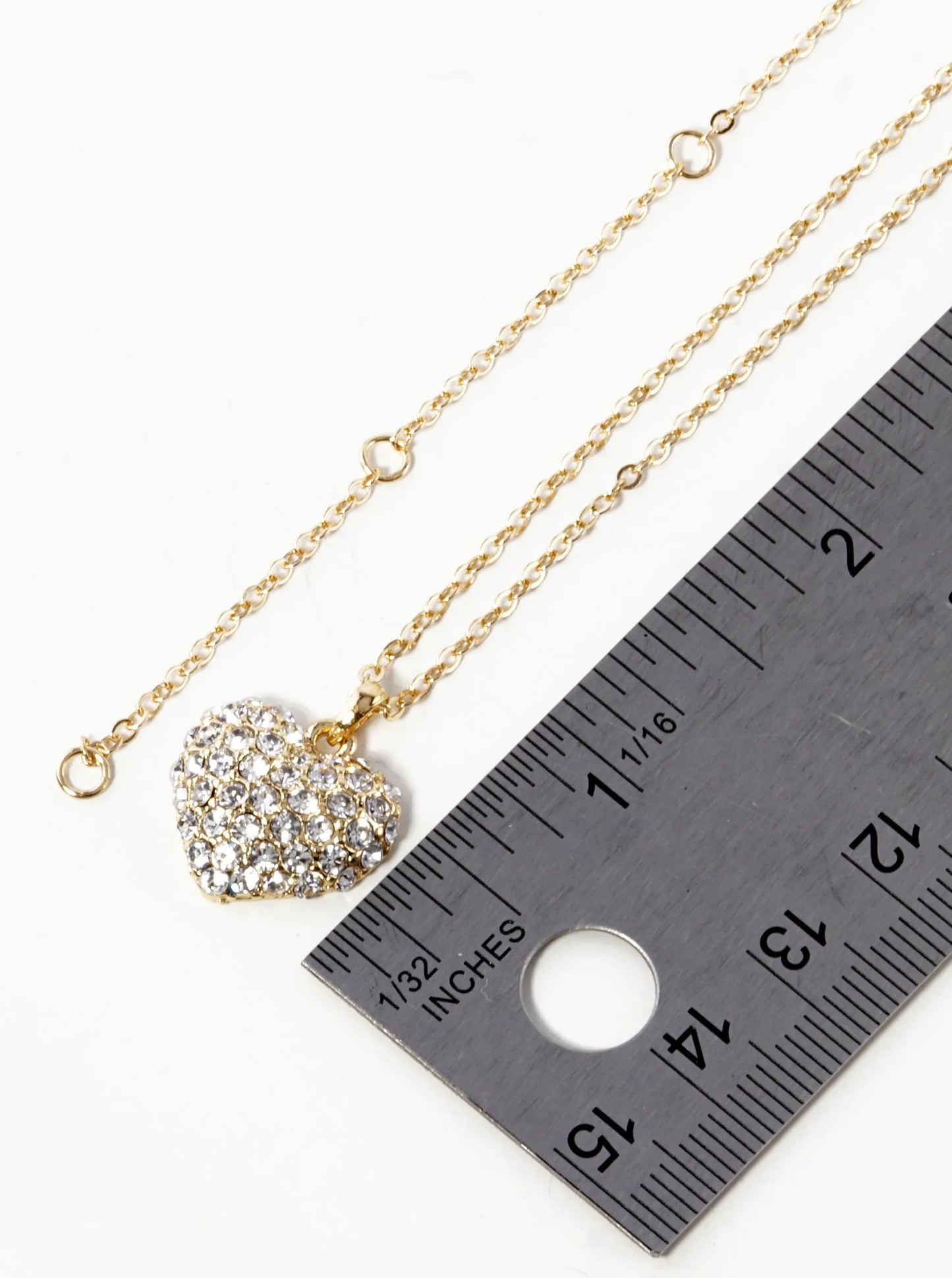Crystal Pave 15mm Heart Pendant Necklace