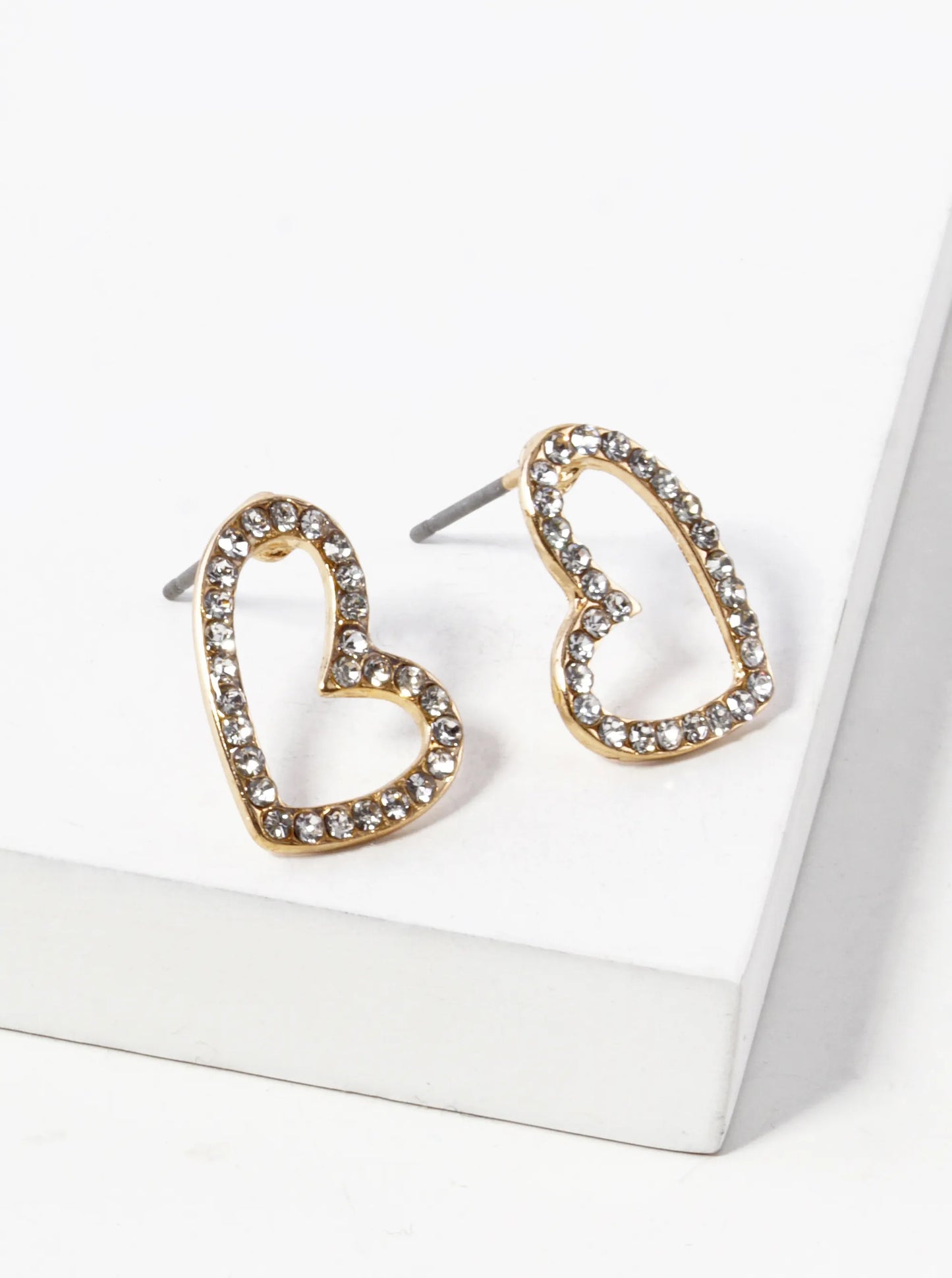 Crystal Pave 15mm Heart Stud Earrings