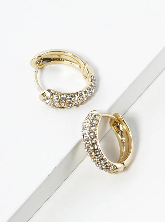 Crystal Pave 15mm Huggie Hoop Earrings