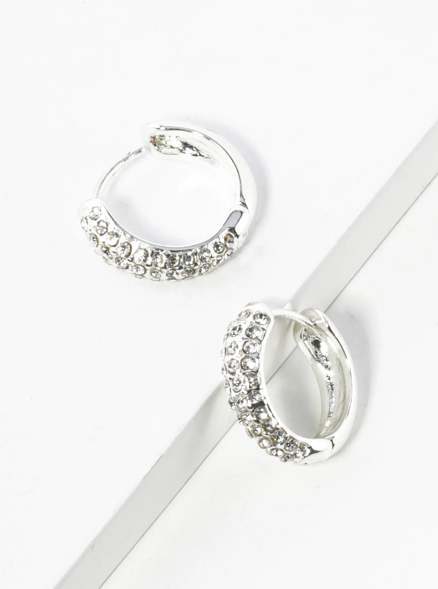 Crystal Pave 15mm Huggie Hoop Earrings