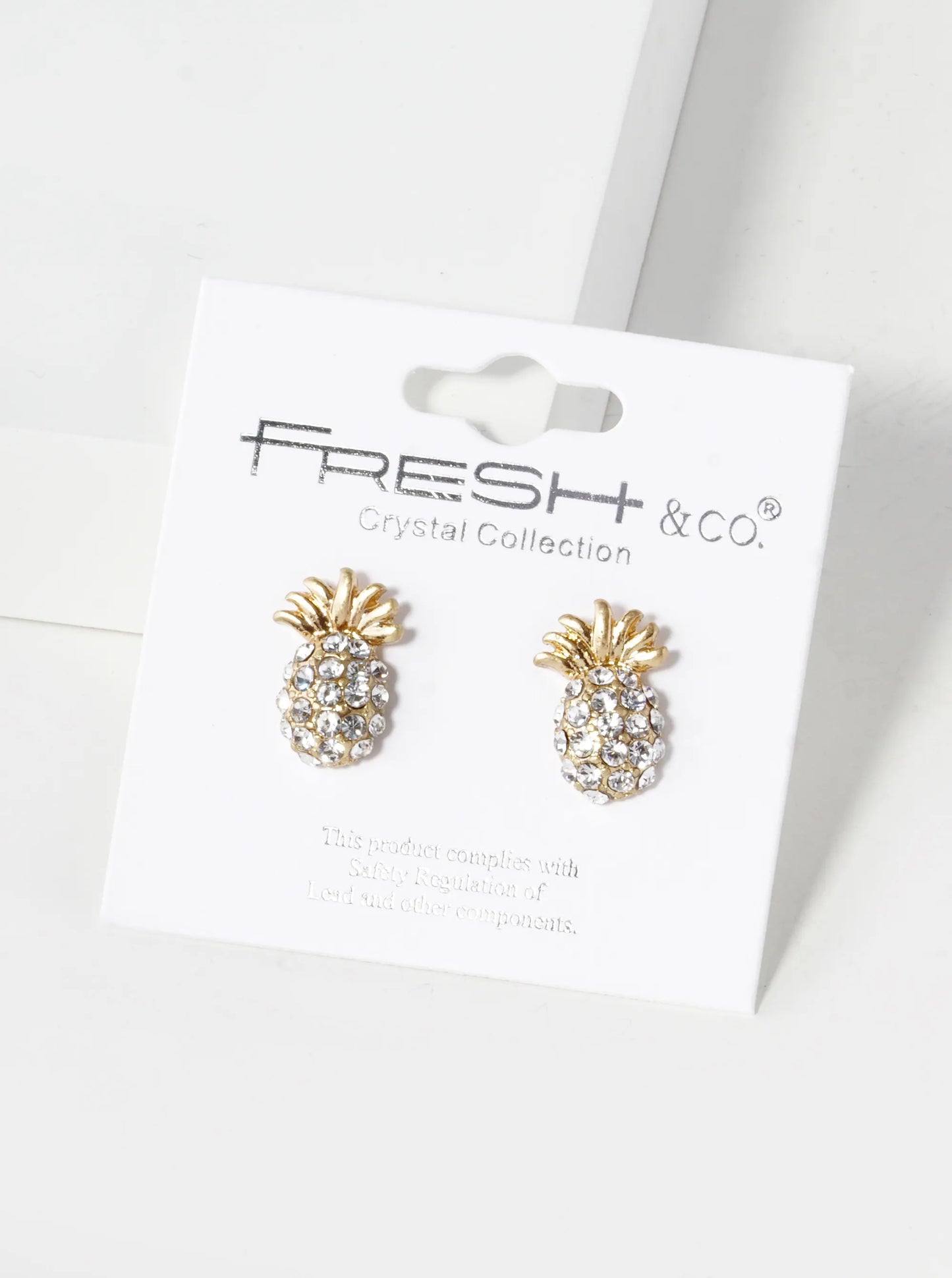 Crystal Pave 15mm Pineapple Stud Earrings