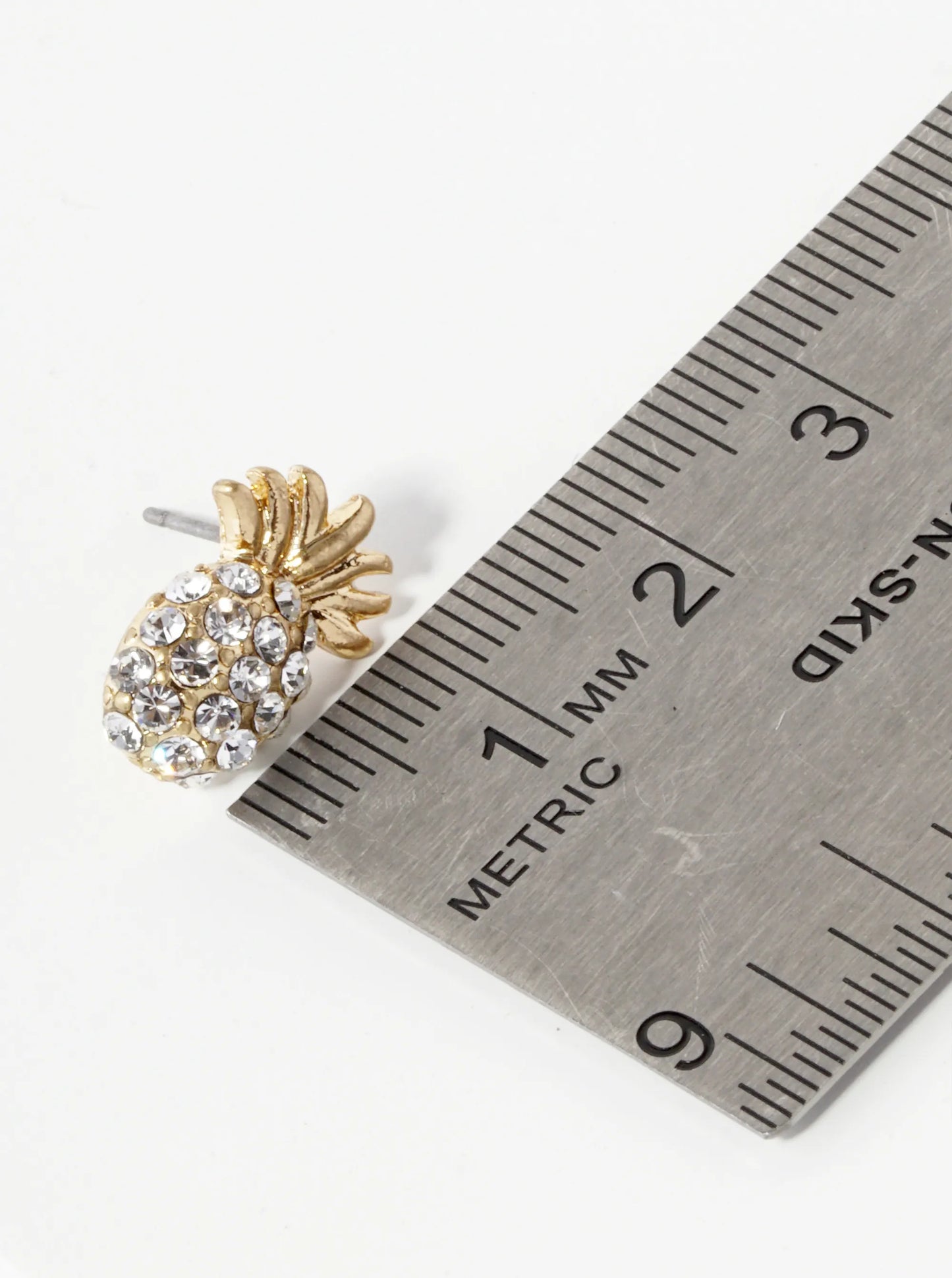 Crystal Pave 15mm Pineapple Stud Earrings