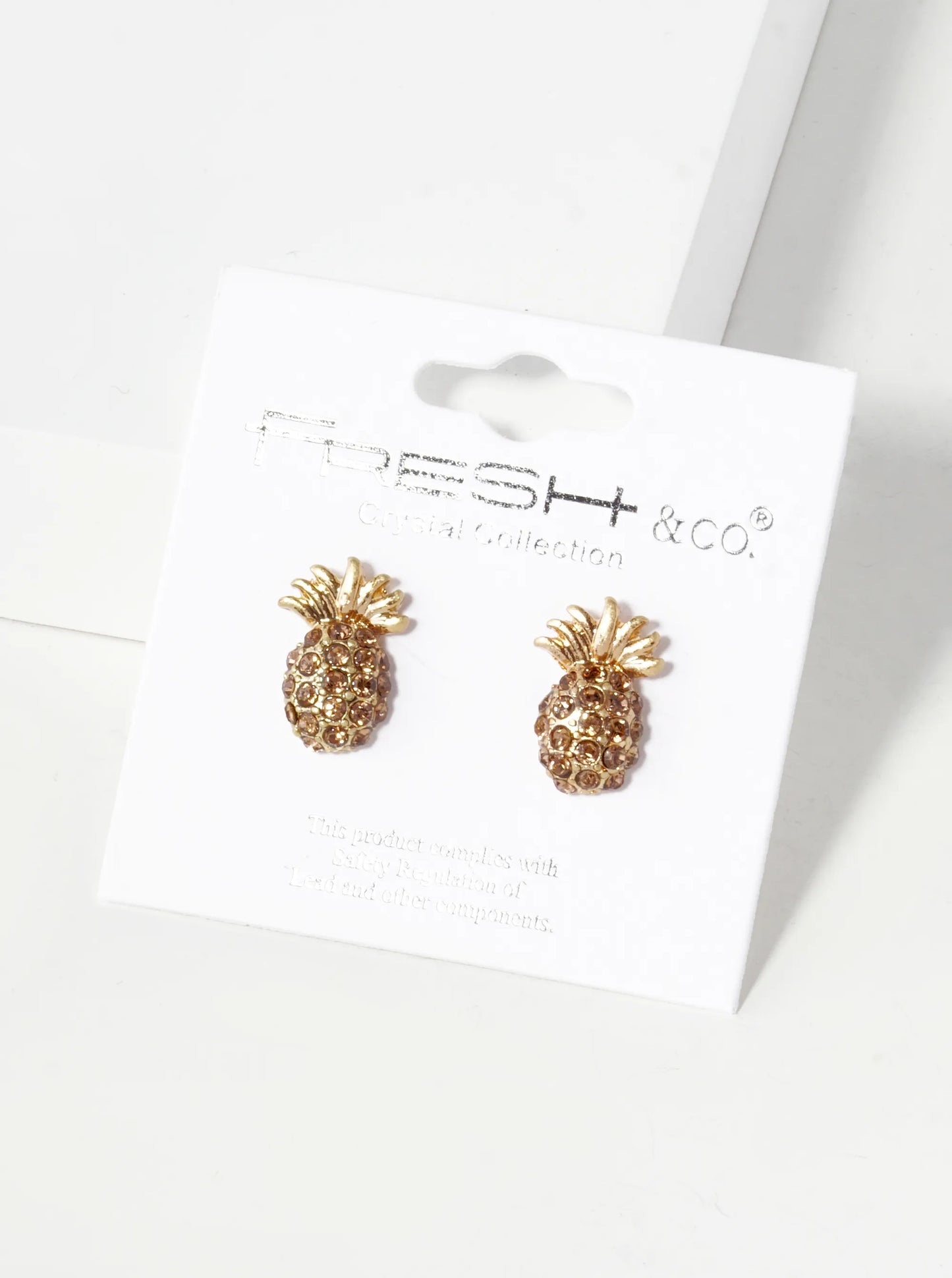Crystal Pave 15mm Pineapple Stud Earrings