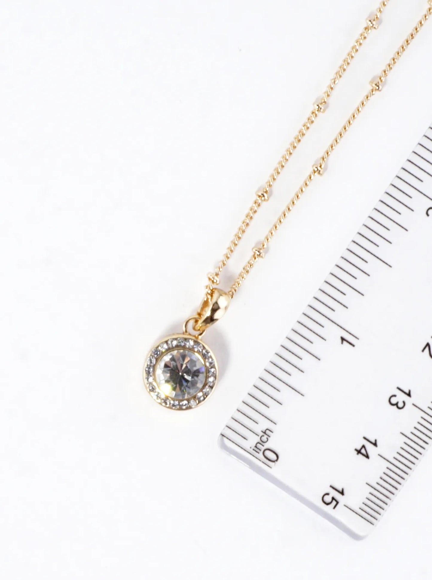Crystal-Pave 15mm Round Bezel-Set Rhinestone Pendant Necklace