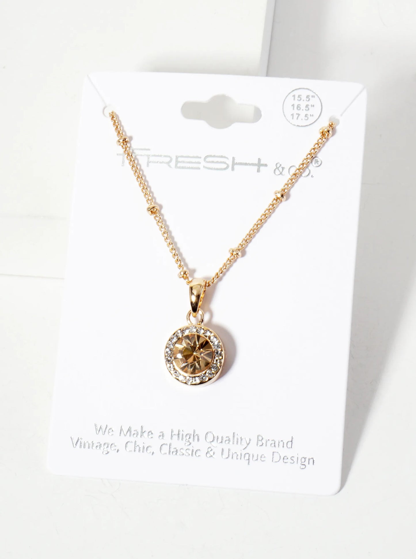 Crystal-Pave 15mm Round Bezel-Set Rhinestone Pendant Necklace