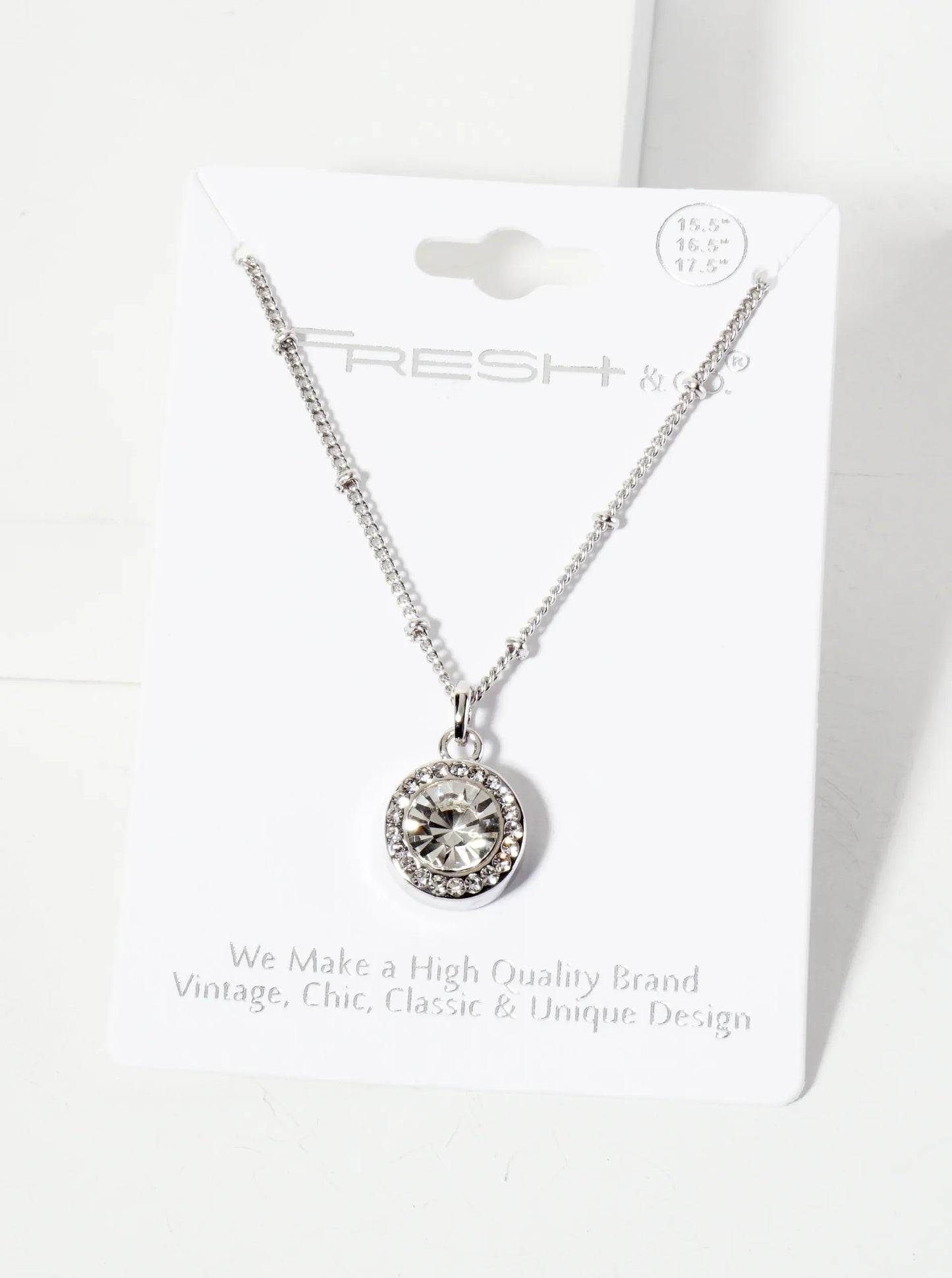 Crystal-Pave 15mm Round Bezel-Set Rhinestone Pendant Necklace