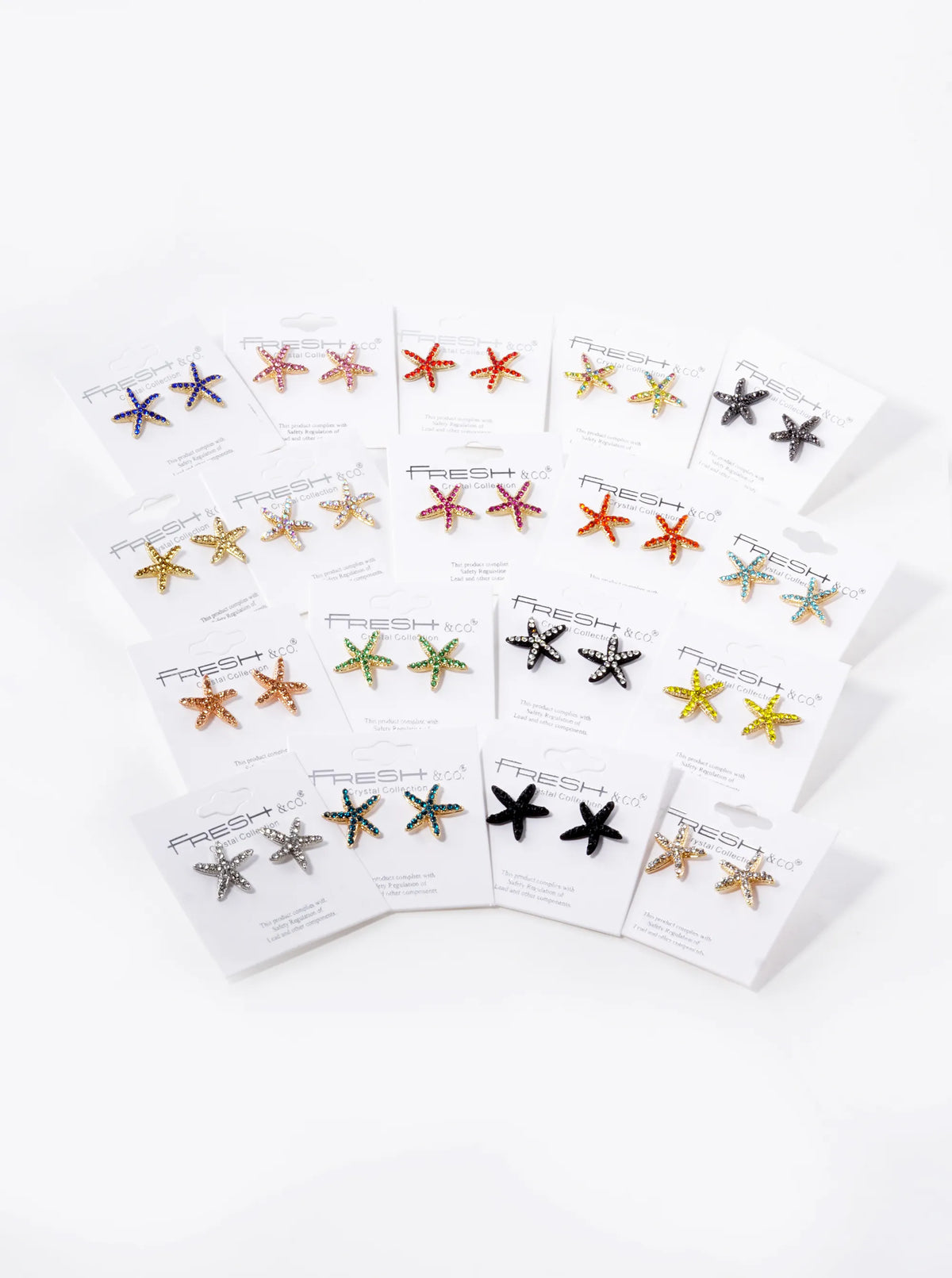 Crystal Pave 15mm Starfish Stud Earrings