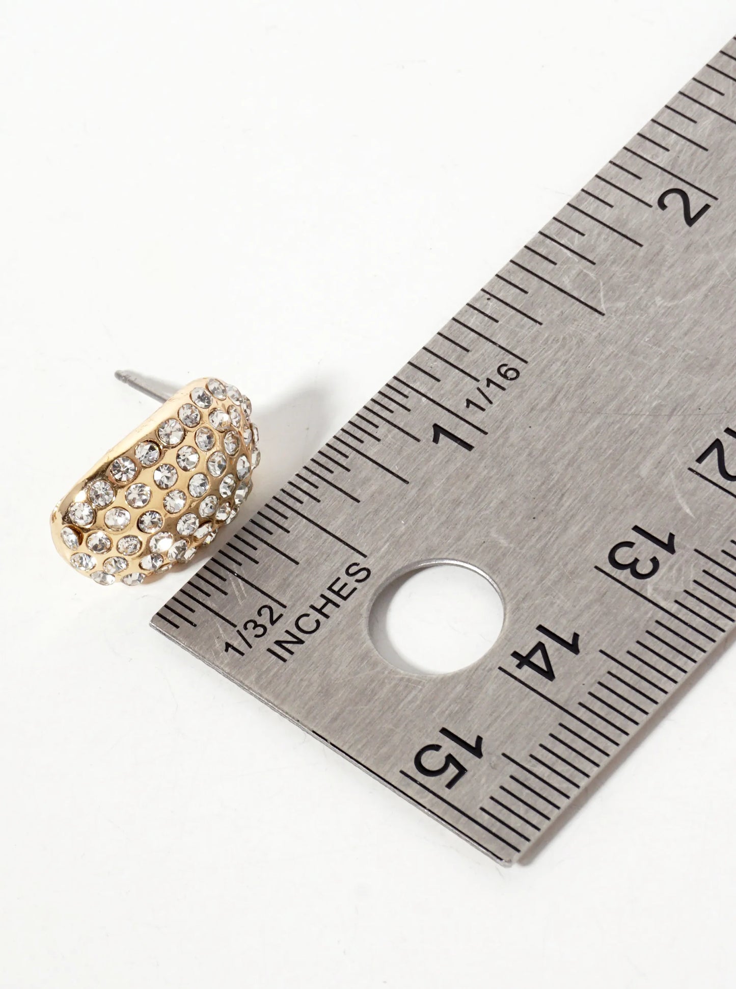 Crystal-Pave 17mm Curved Oval Stud Earrings