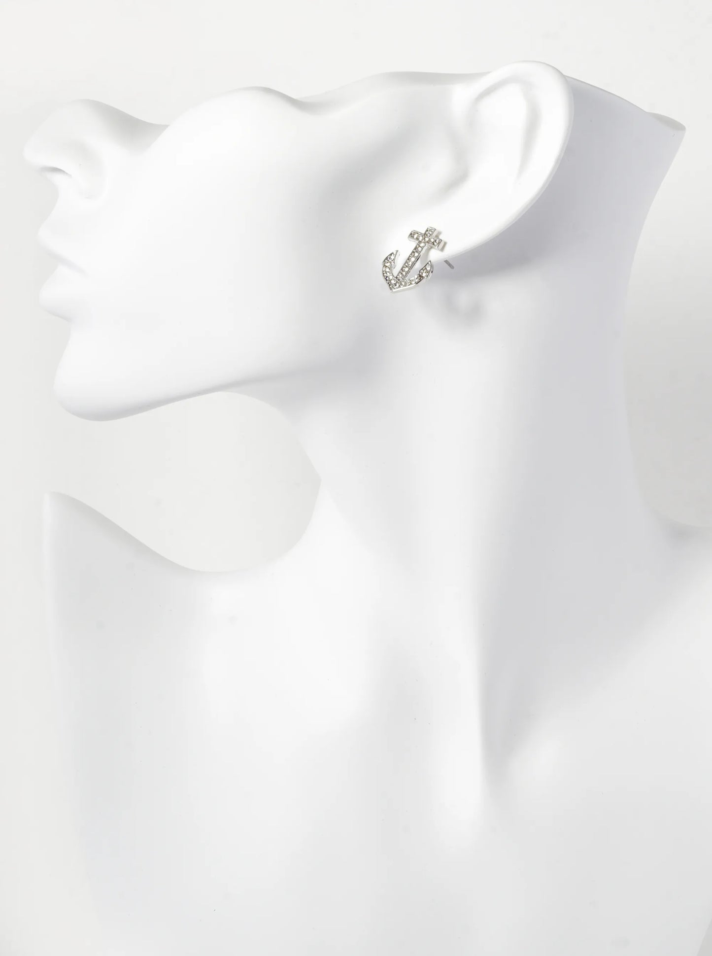 Crystal Pave 18mm Anchor Stud Earrings