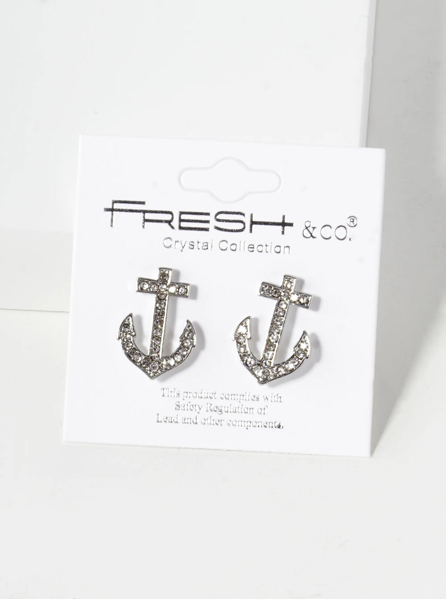 Crystal Pave 18mm Anchor Stud Earrings