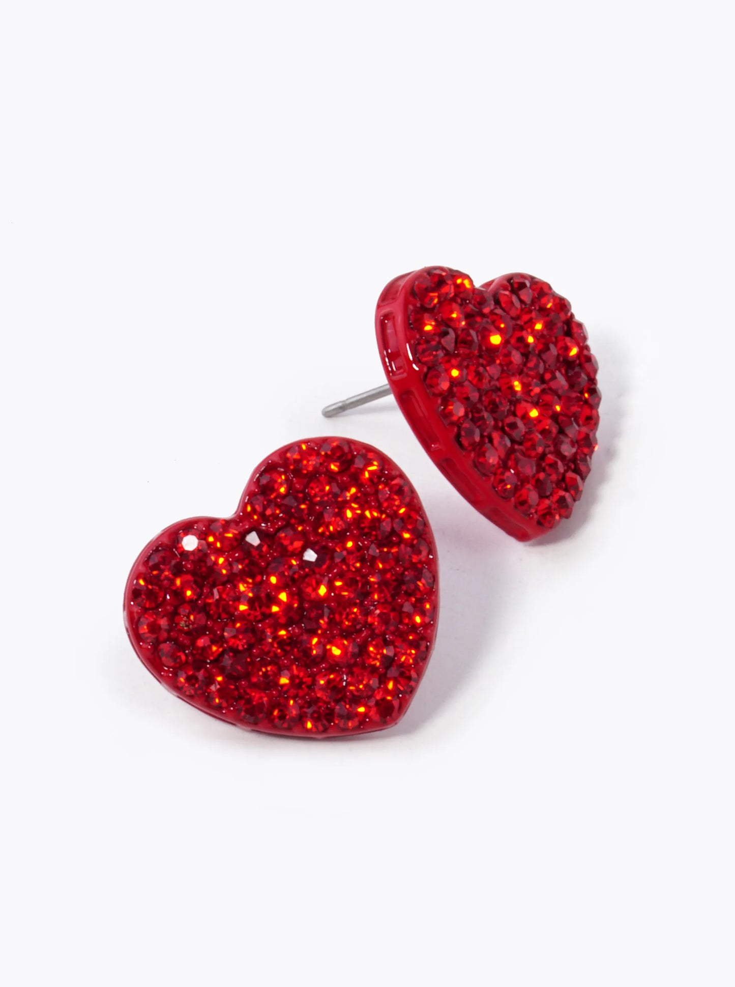 Crystal Pave 18mm Heart Stud Earrings